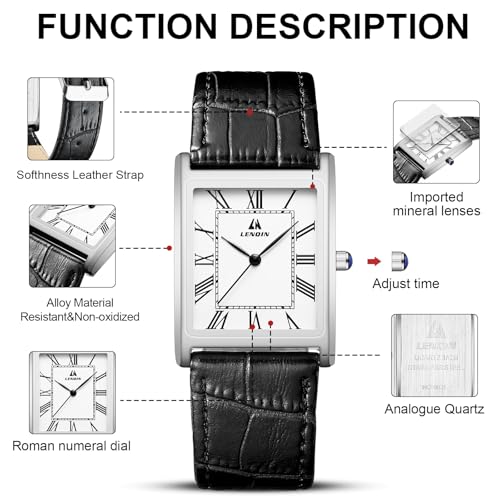 Detalle de LN LENQIN orologio da uomo al quarzo, quadrante rétro, cassa in acciaio