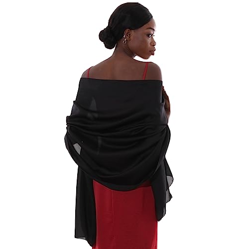 Thumbnail 3 de PIOYMEYA chal negro mujer de fiesta en poliéster ligero tipo pashmina (estola/foulard 180x90 cm)