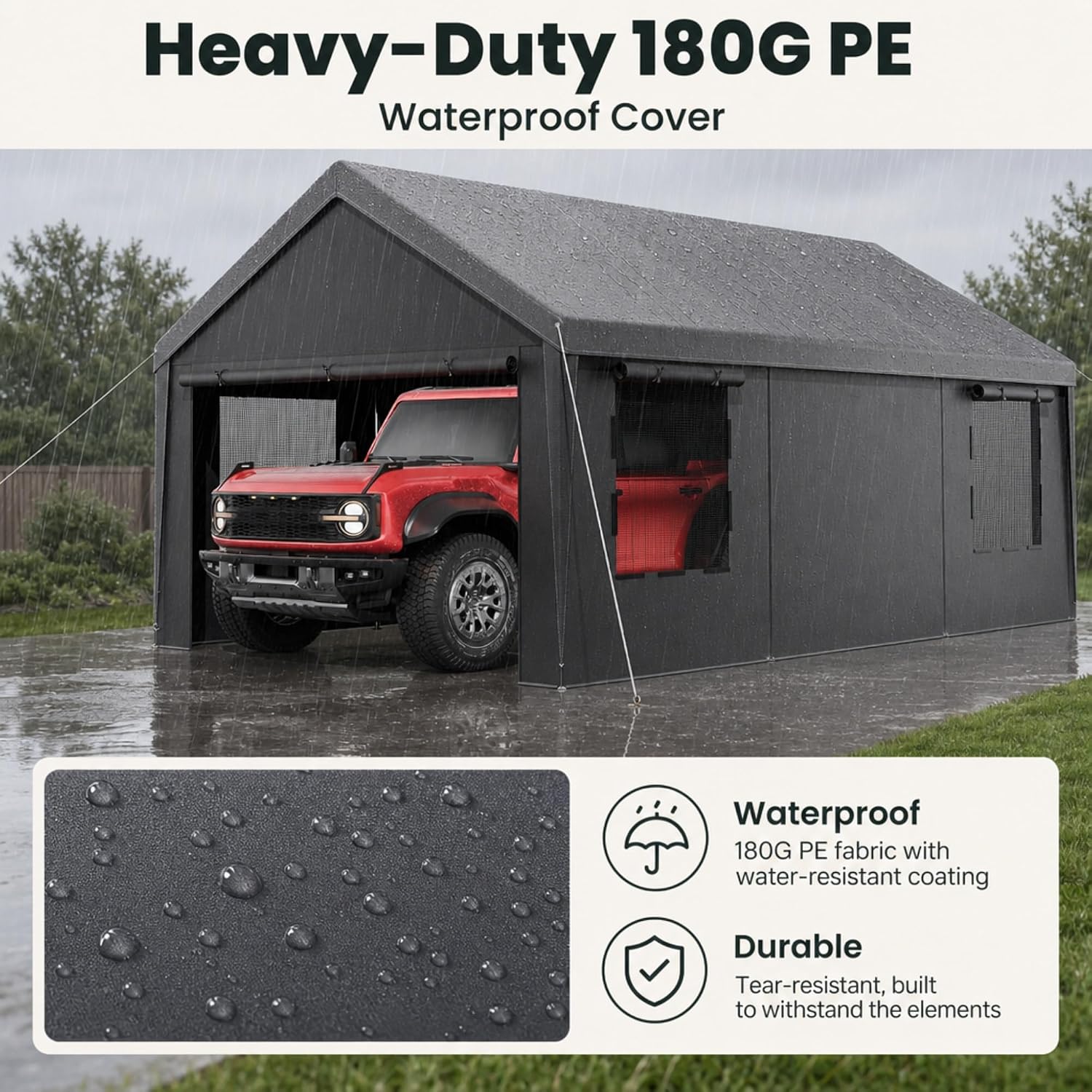 Detalle 2 de Velway VL000034-1-F 12 x 20 FT Carport Canopy with Galvanized Steel Frame