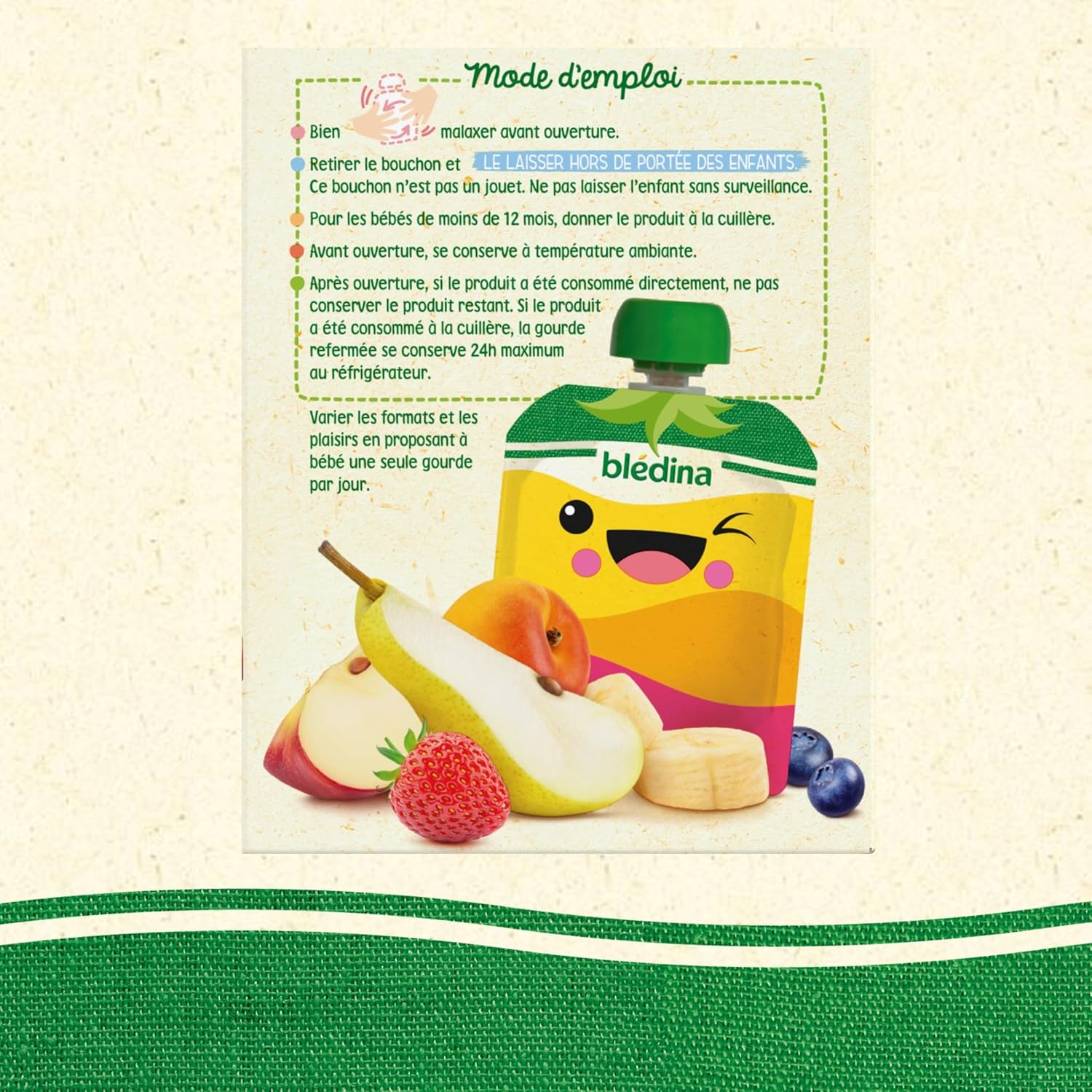 Detalle de BLÉDINA Gourdes purées fruits 32x90 g 🍎