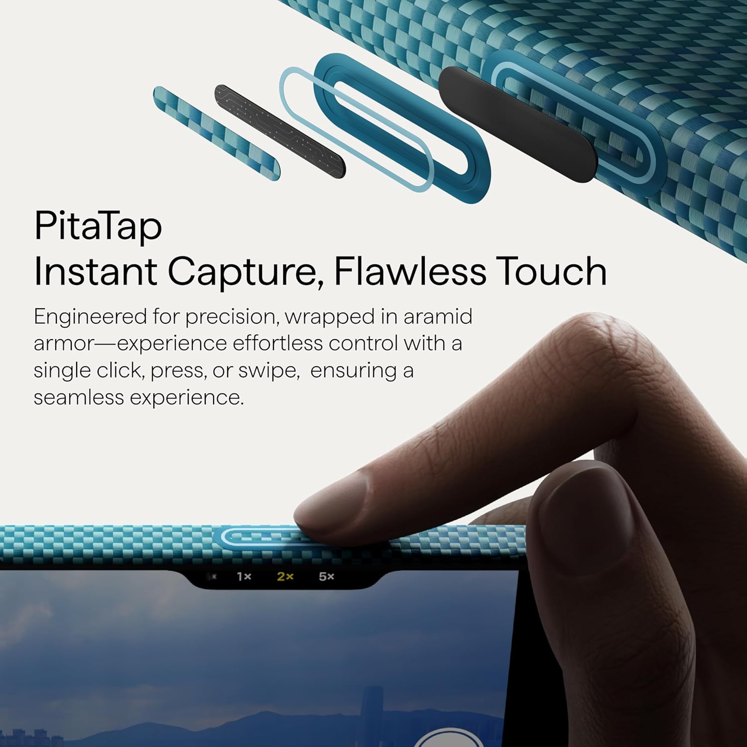 Thumbnail 3 de PITAKA Magnetic iPhone Air Aramid Fibre Protective Case (Lucid Blue) — ultra-slim MagSafe-compatible