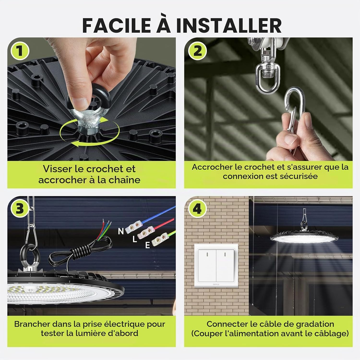 Thumbnail 6 de Tallflly SL-GK20097P UFO-ledlampenset, 10 stuks, 200 W, 30.000 lm, 6000 K