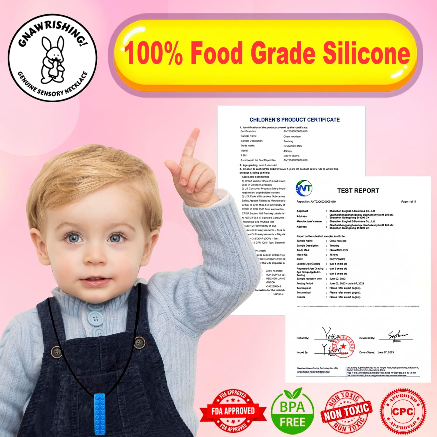 Detalle 2 de GNAWRISHING Chew Necklace 5-pack for sensory kids
