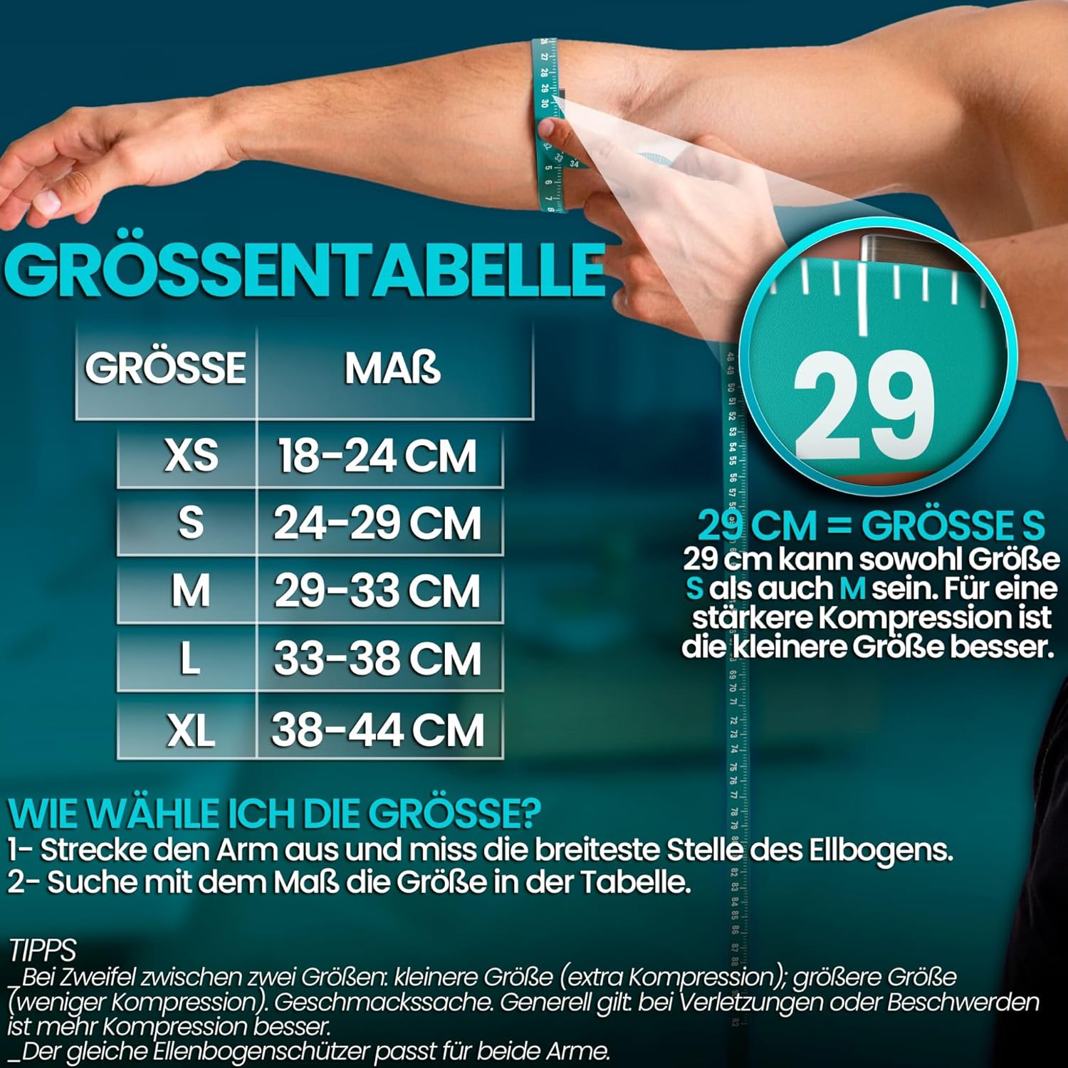 Thumbnail 5 de NativoDex Ellenbogenbandage – Kompressionsbandage für Ellenbogen, Unterstützung bei Tennisarm, Golferarm und Arthrose