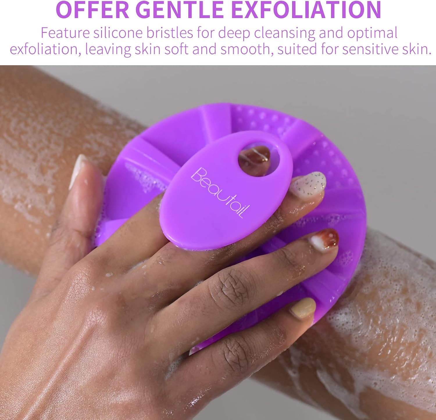 Detalle de BEAUTAIL Silicone Body Scrubber, Purple