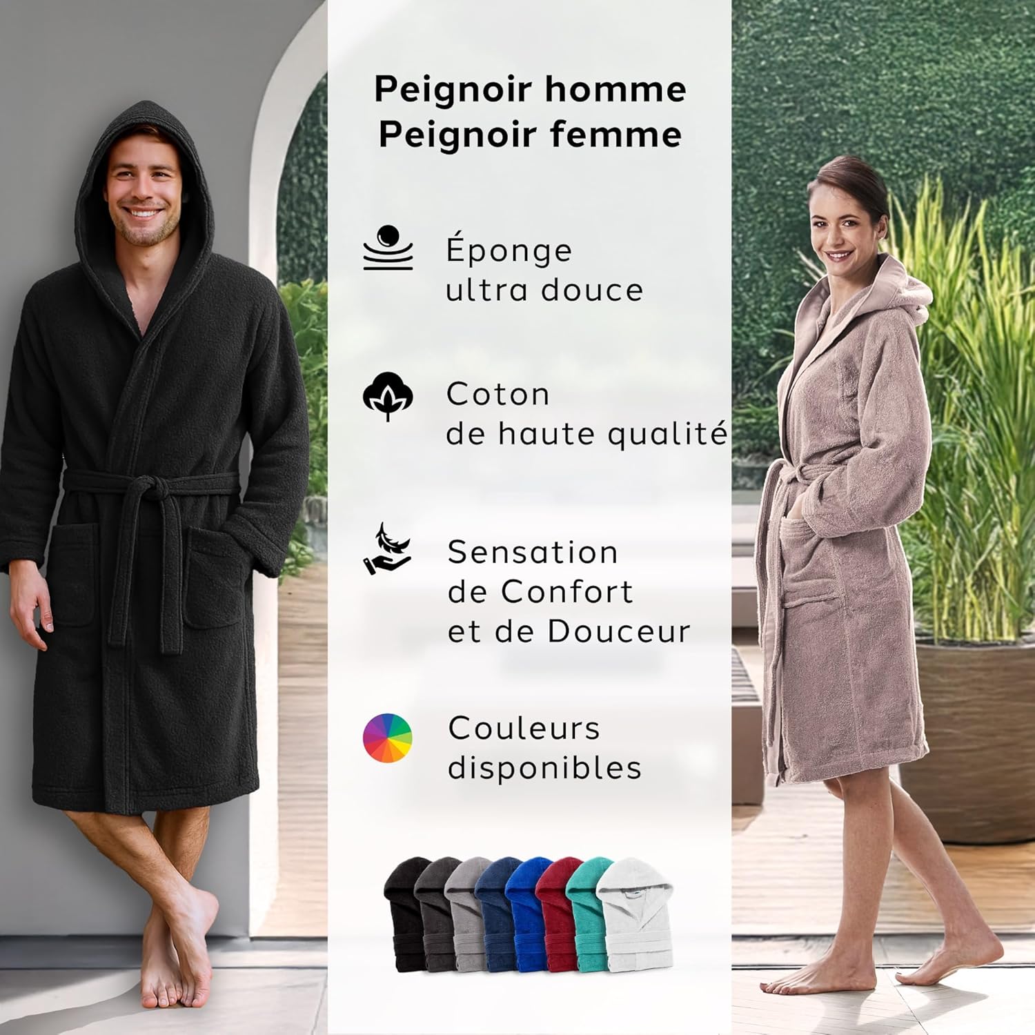 Thumbnail 1 de Caleffi Peignoir Unisex en éponge de coton avec capuche – Séchage rapide et confort orange