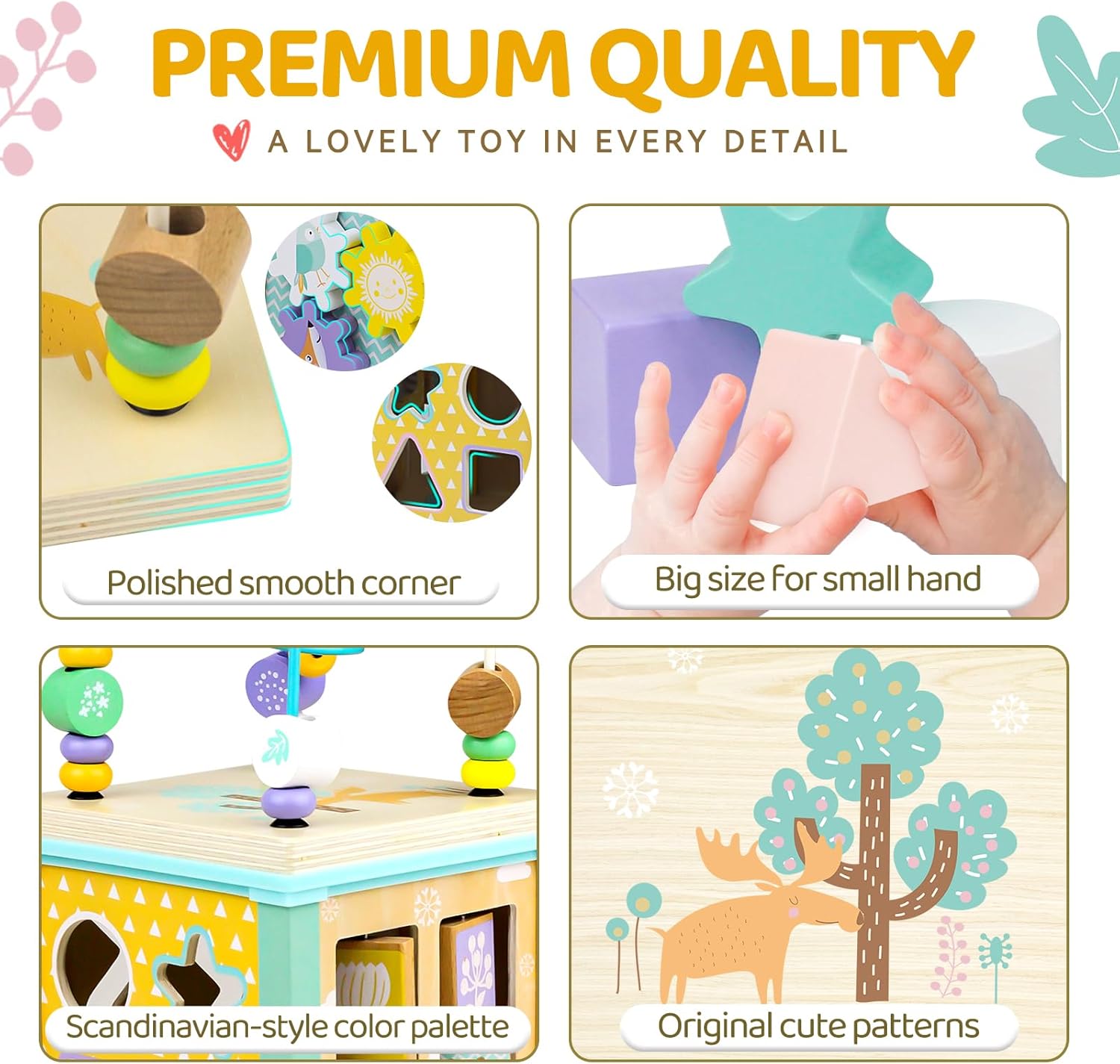 Thumbnail 2 de Airlab Wooden Activity Cube Toys – 5-in-1 bead maze, shape sorter & sensory learning cube for 1+ year olds