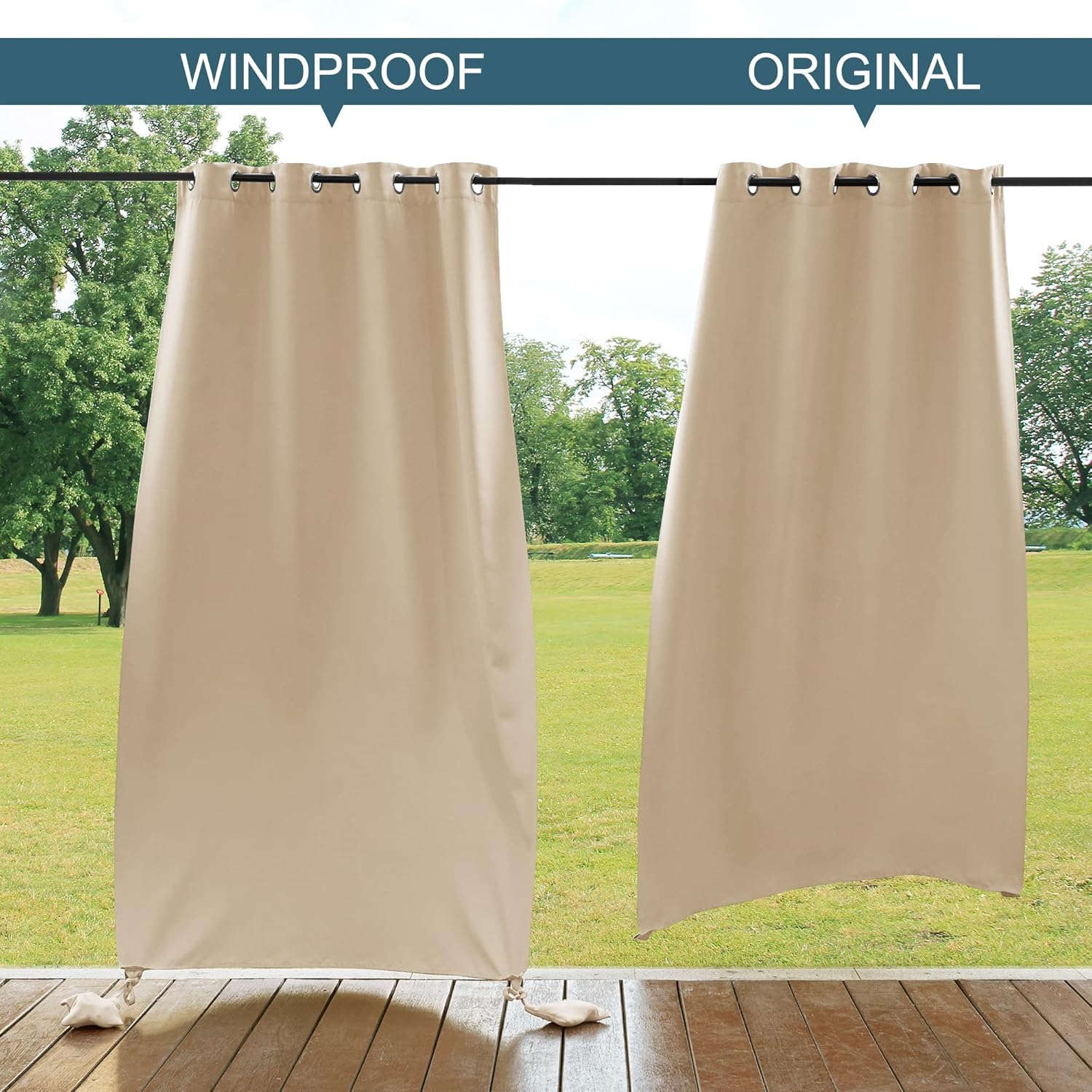 Thumbnail 2 de PONY DANCE Tende da Sole per Balconi 2 Pezzi 132x243 cm – Impermeabili, Antivento e Privacy Beige