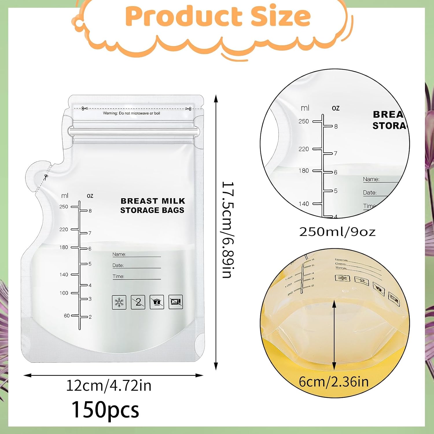 Detalle 2 de Milk storage bags 150 pack, 250ml