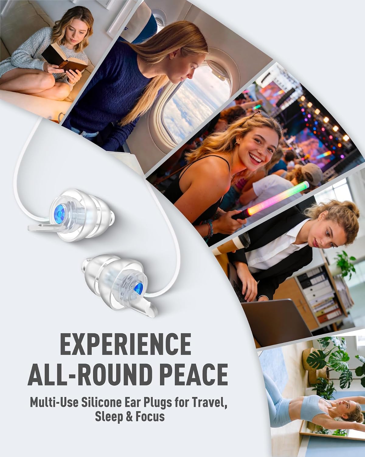 Thumbnail 6 de Naiicute Ear Plugs for Flying (2 Pairs) – Air Pressure Regulating & Noise-Reducing Silicone Earplugs, Size M