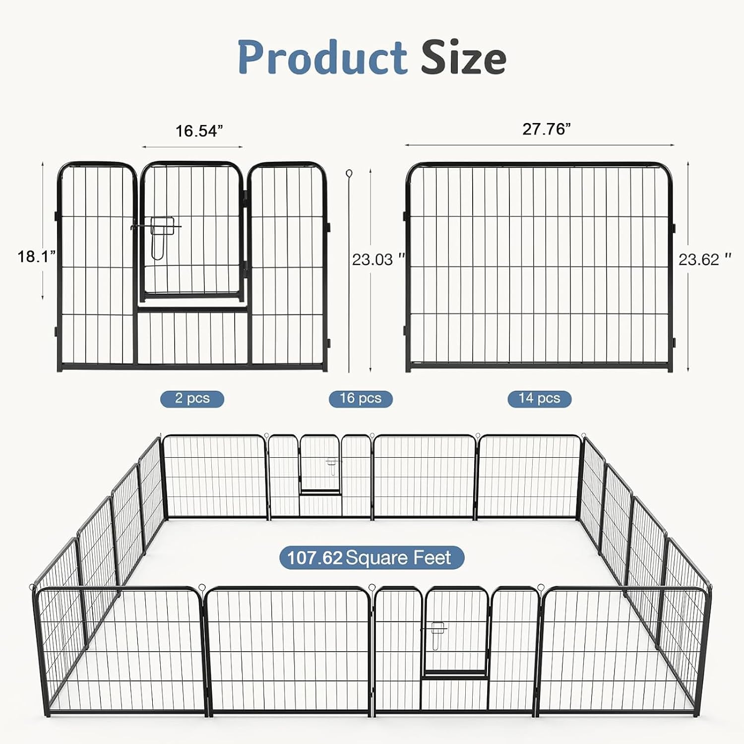 Thumbnail 4 de DUMOS Dog Playpen 24-Inch