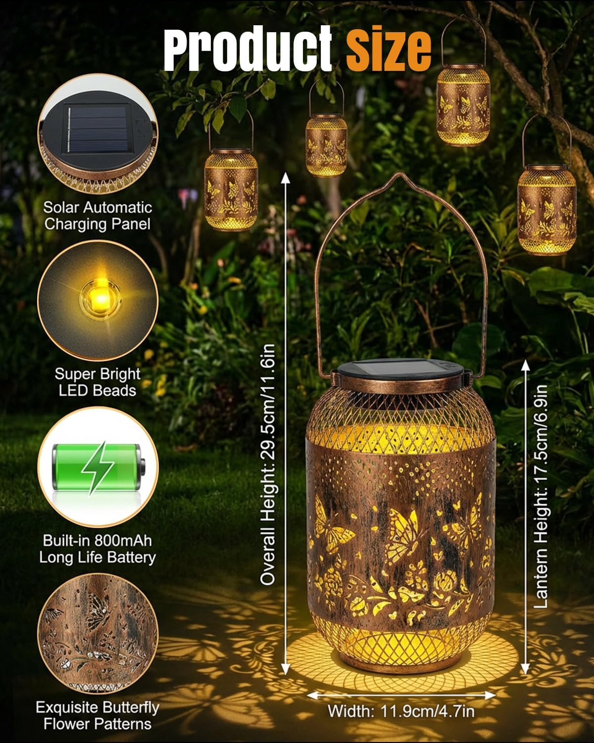 Thumbnail 2 de Solar Lanterns Light Butterfly Flower Solar Garden Lanterns (Outdoor, IP65) for patio and garden décor