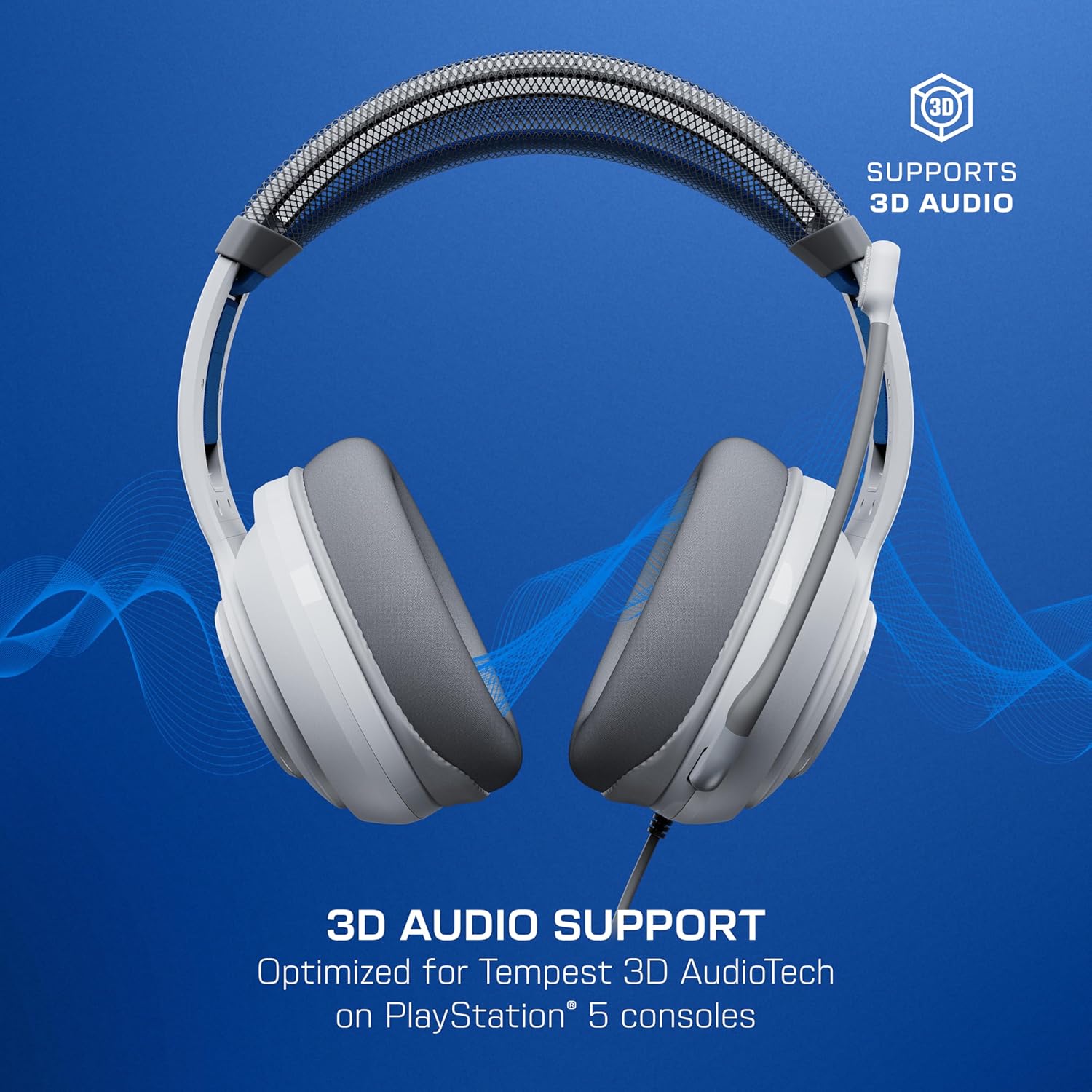 Detalle 2 de Turtle Beach Atlas 200 Blanc sous licence PlayStation : casque gaming filaire avec transducteurs Nanoclear 50 mm