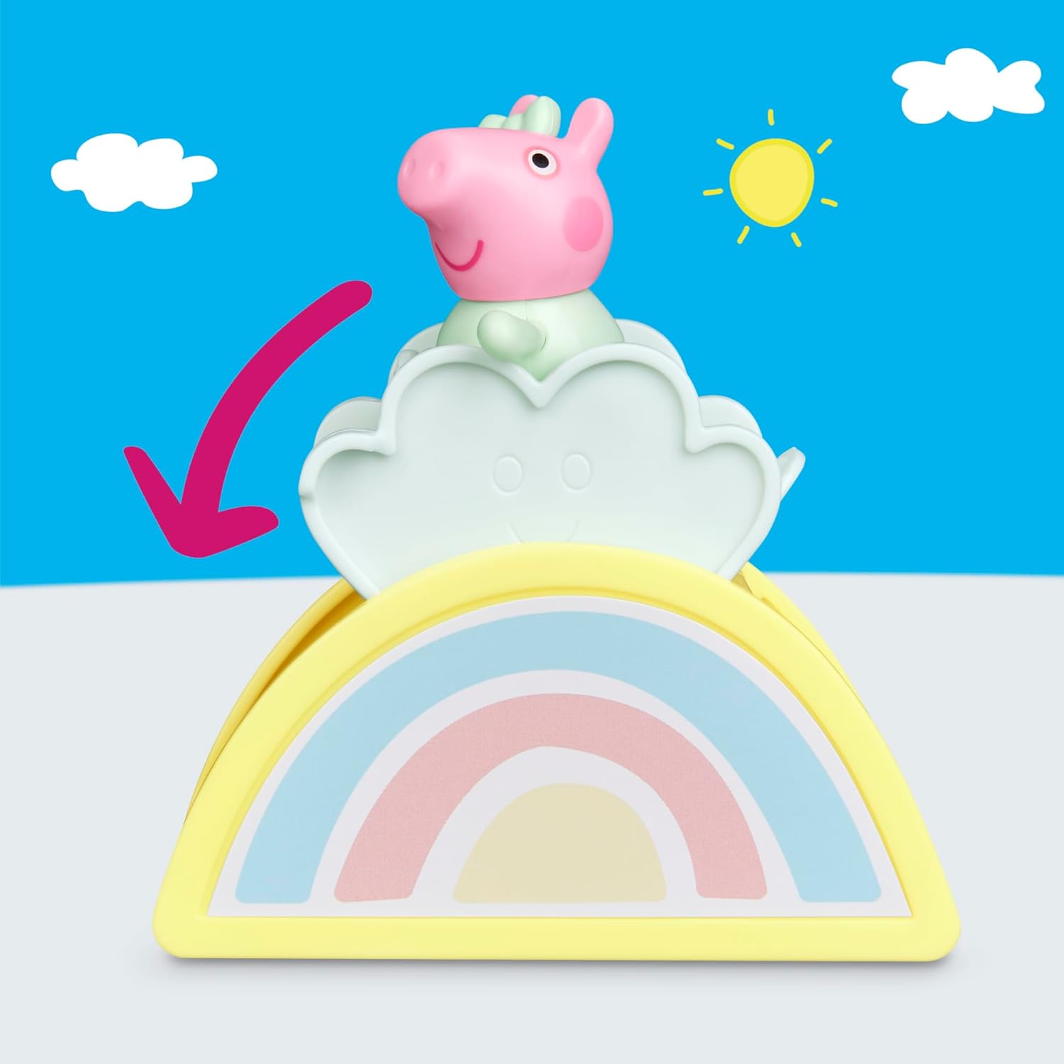 Thumbnail 5 de Peppa Pig Evie’s Nursery Playset (8 pieces) with rainbow slide, changing table and 7.5cm Evie figure