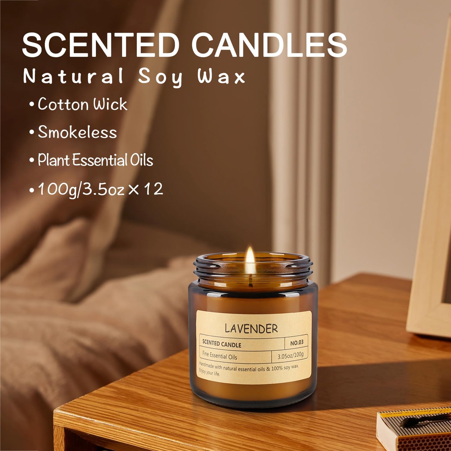 Detalle de TLNFHRPI 12-Piece Scented Candle Set, 3.05 oz Each, Glass Containers