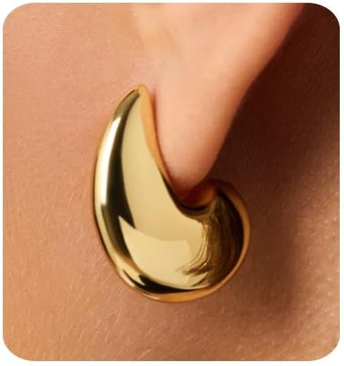 Thumbnail 6 de MUMREUES Damen Ohrringe – Große Ohrringe aus 14 Karat vergoldetem Messing, sicher für empfindliche Haut