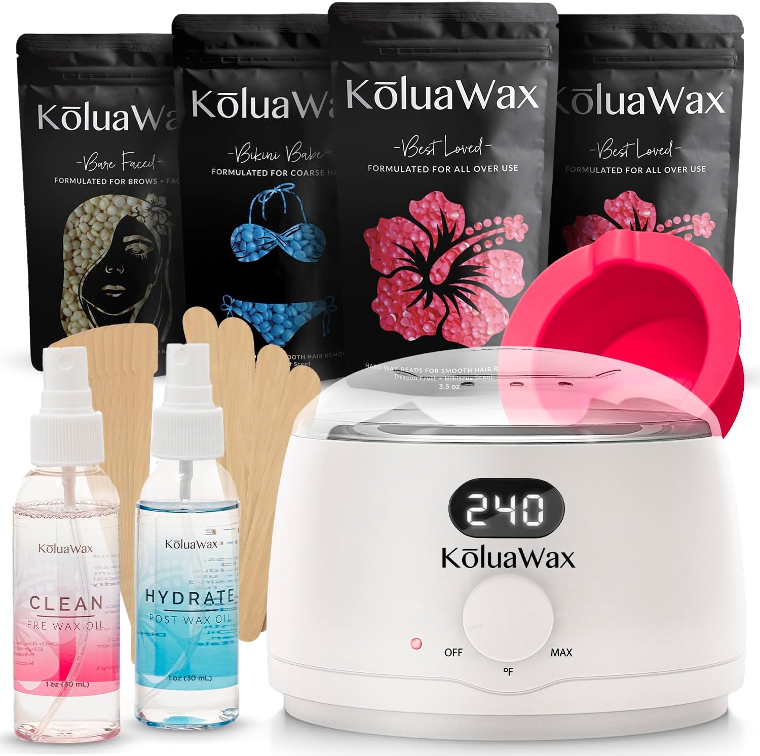 Detalle de KoluaWax Waxing Kit with Digital Hard Wax Warmer and Silicone Bowl