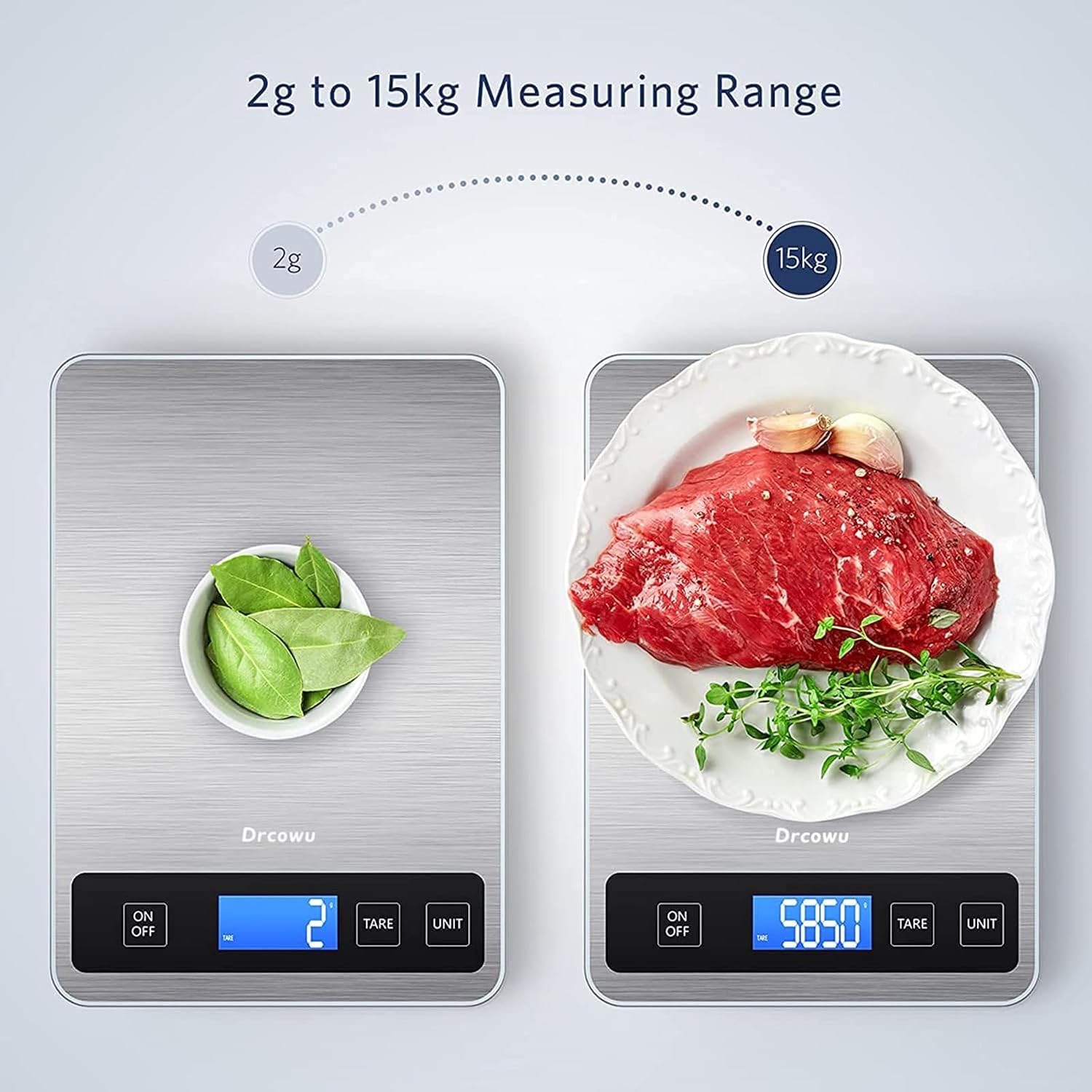 Detalle de Drcowu K71H digitale keukenweegschaal tot 15 kg met tarra en LCD