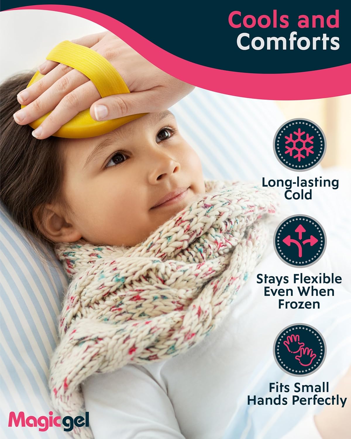 Magic Gel Poche de gel chaud/froid pour enfant – Lot de 4 compresses réutilisables