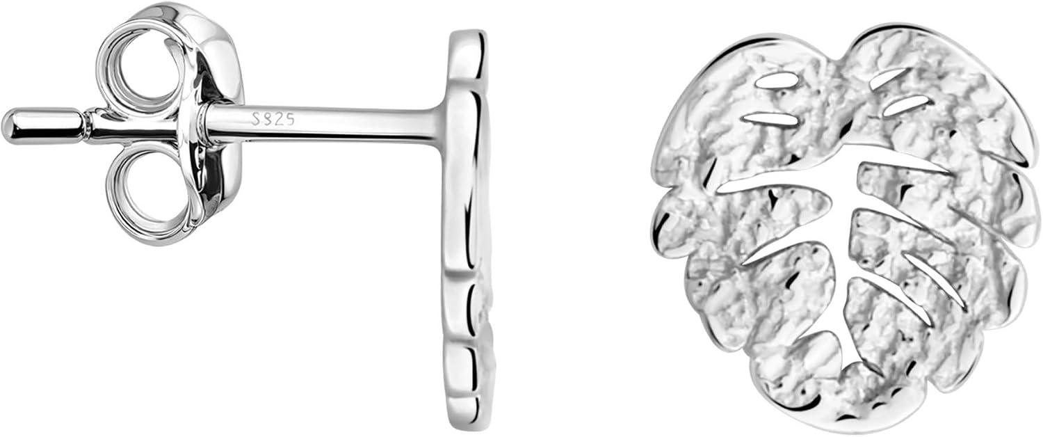 Detalle de Ohrringe aus 925 Silber mit Blatt Motiv