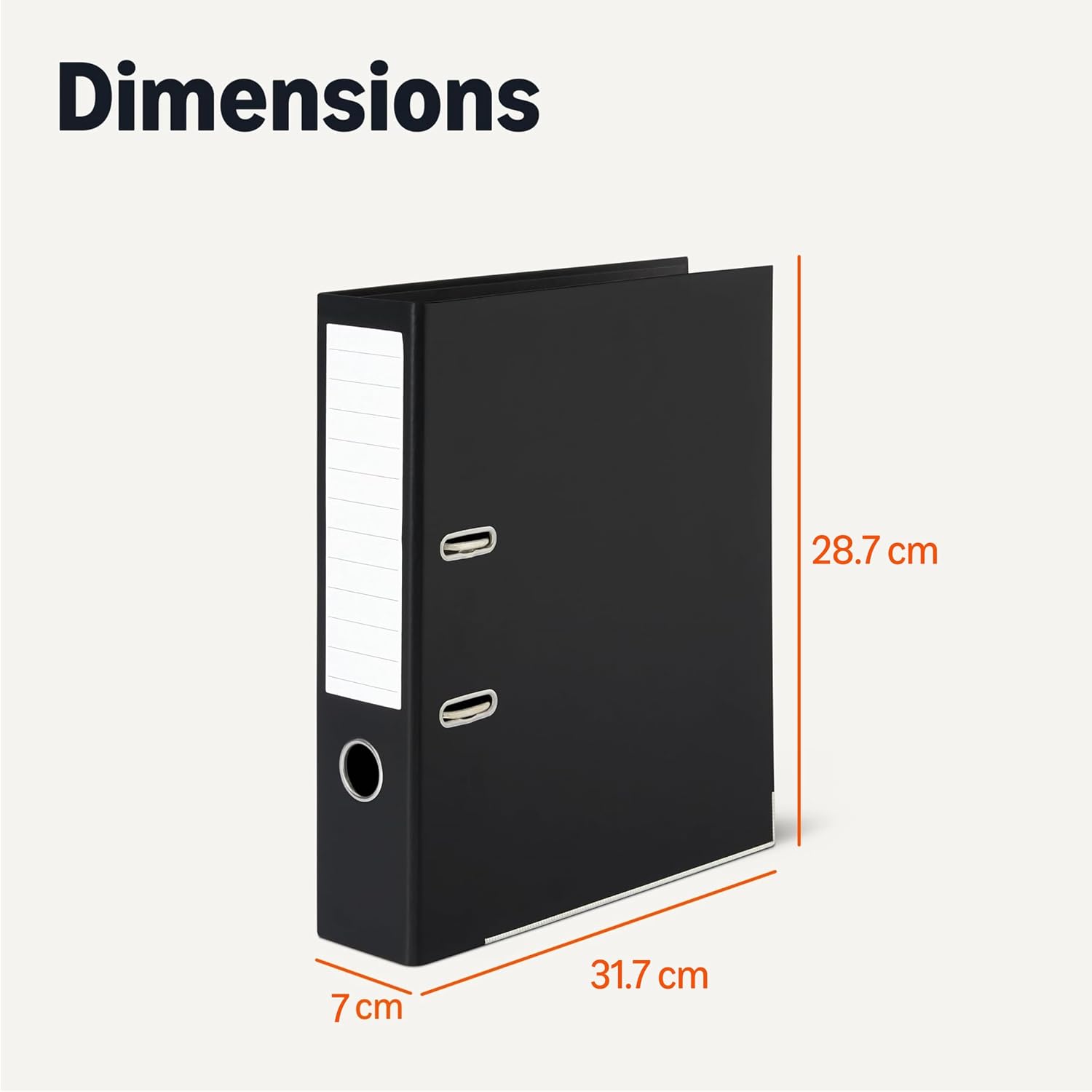 Detalle de Amazon Basics LAF-001-A ringmappen A4, zwart, 10 stuks, 70 mm