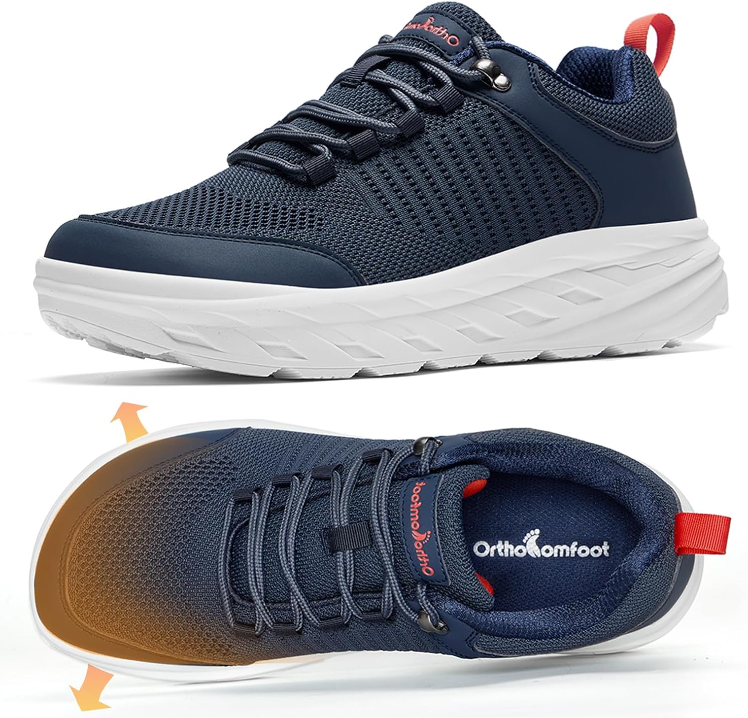 Detalle de OrthoComfoot Men's Wide Diabetic Sneakers with Removable TPU Arch Support