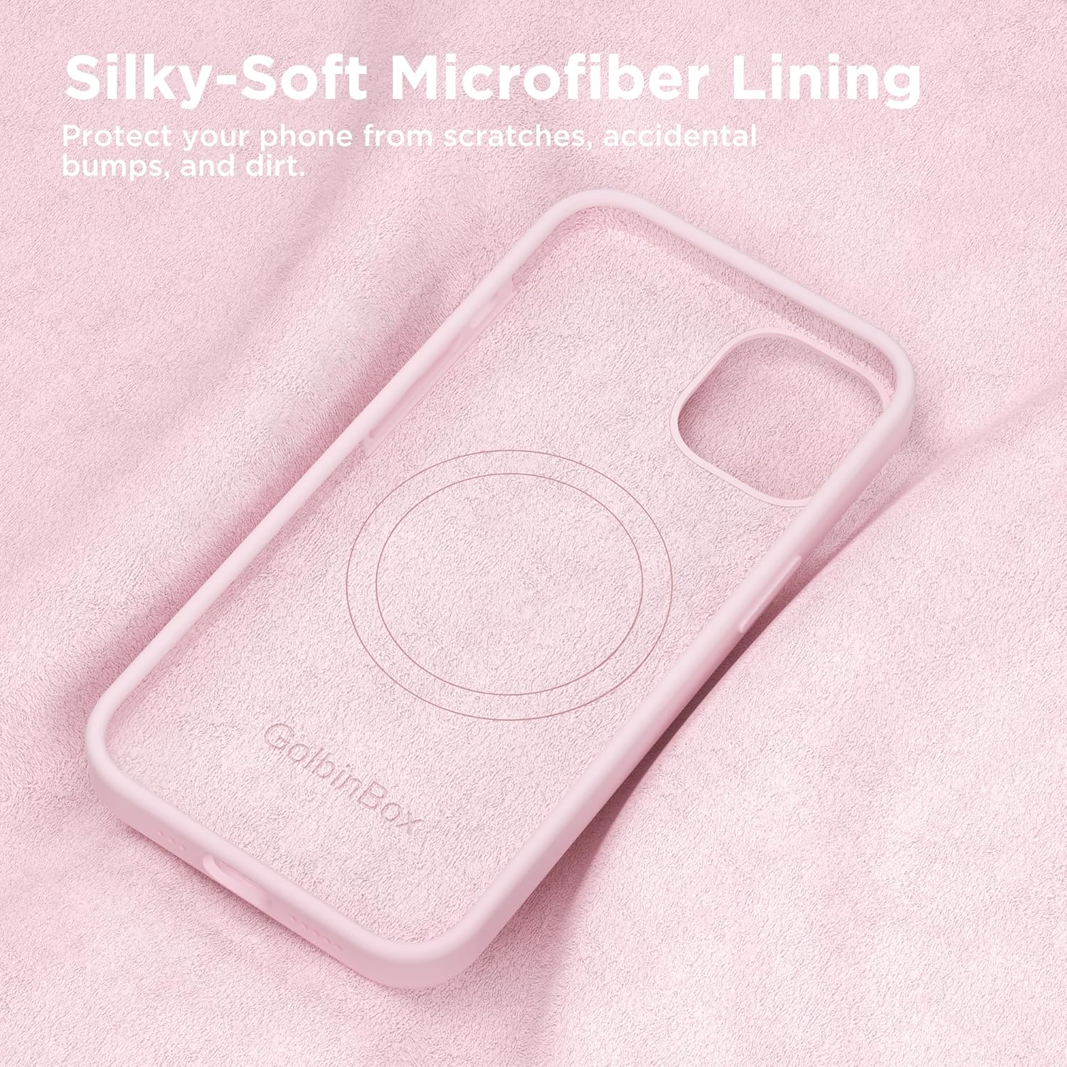 Detalle de GolbinBox Magnetic for iPhone 15 Case – Chalk Pink (MagSafe Compatible)