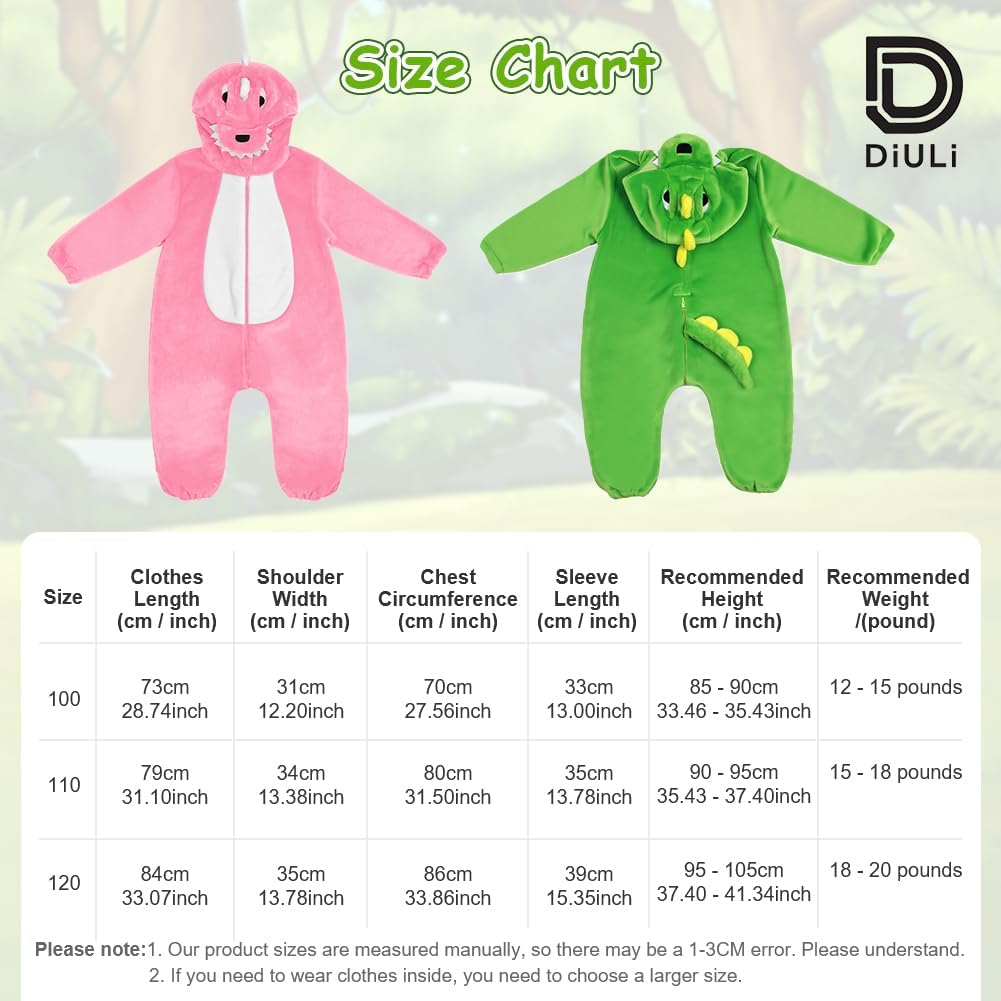 Thumbnail 2 de DiULi Combinaison dinosaure bébé en flanelle douce à capuche (pyjama & déguisement Halloween, Noël, anniversaire)