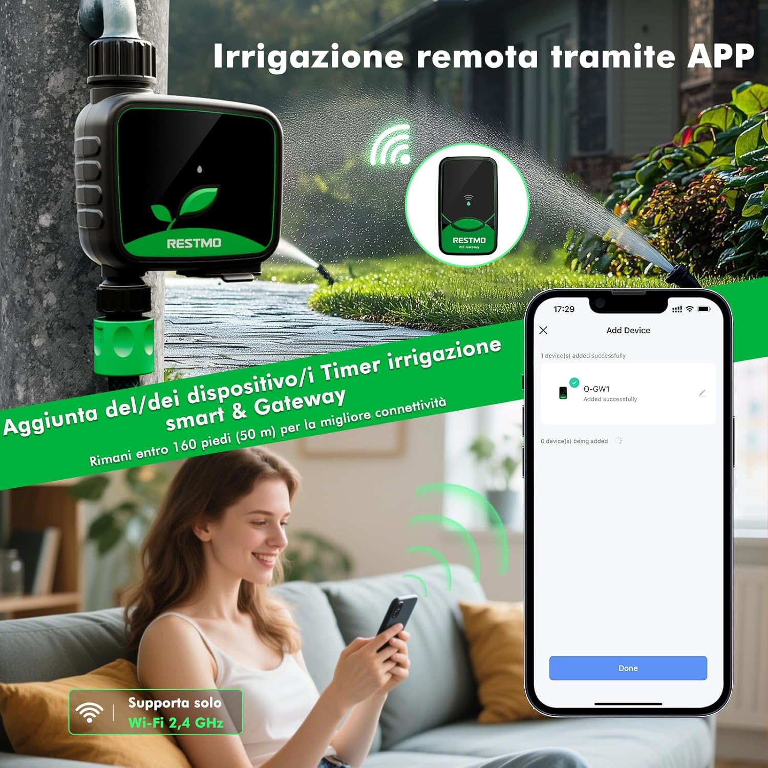 Detalle 2 de RESTMO Timer irrigazione WiFi programmabile 1 zona