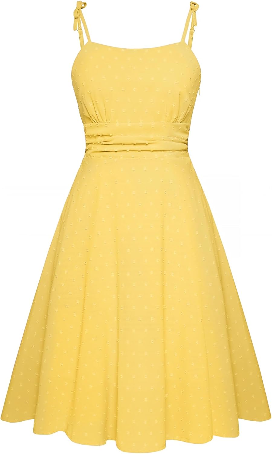 Detalle de Belle Poque Robe Vintage pour femmes - Robe midi à bretelles spaghetti, style A-line