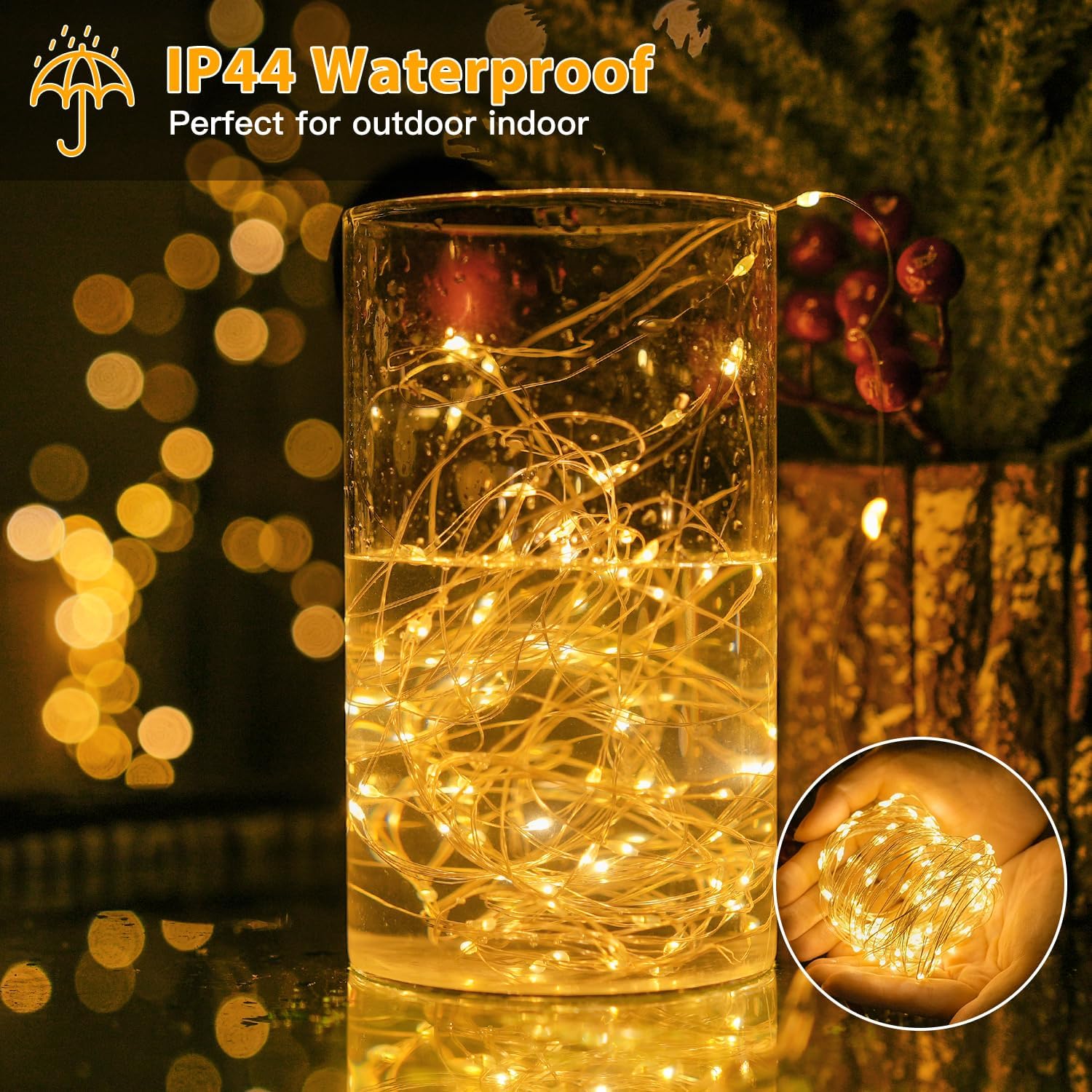 Thumbnail 2 de Ollny Fairy Lights Battery Operated - 2 Packs, 10m, 100 LEDs Copper Wire