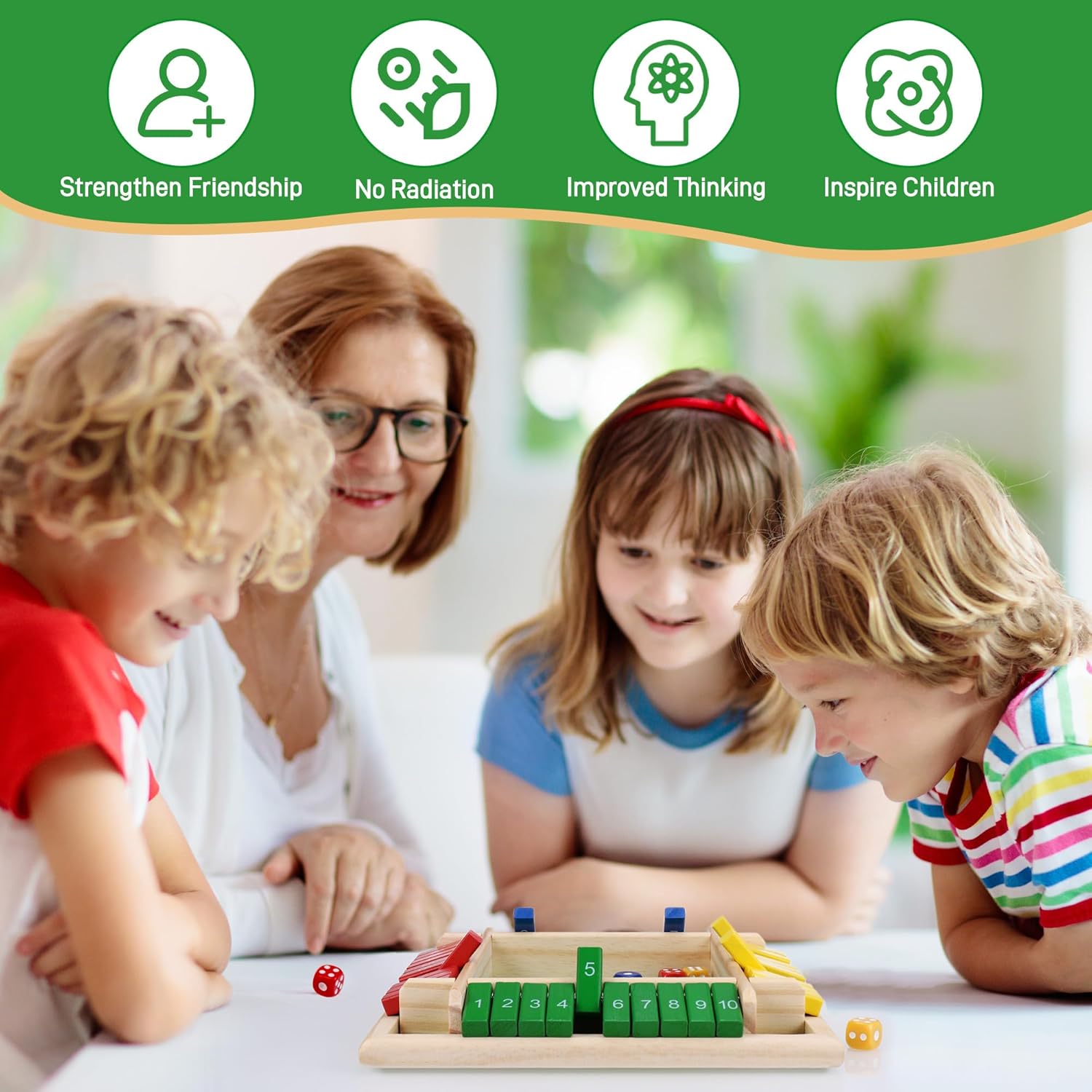 Detalle 2 de Fentar Shut The Box: Wooden Dice Game for 2–4 Players