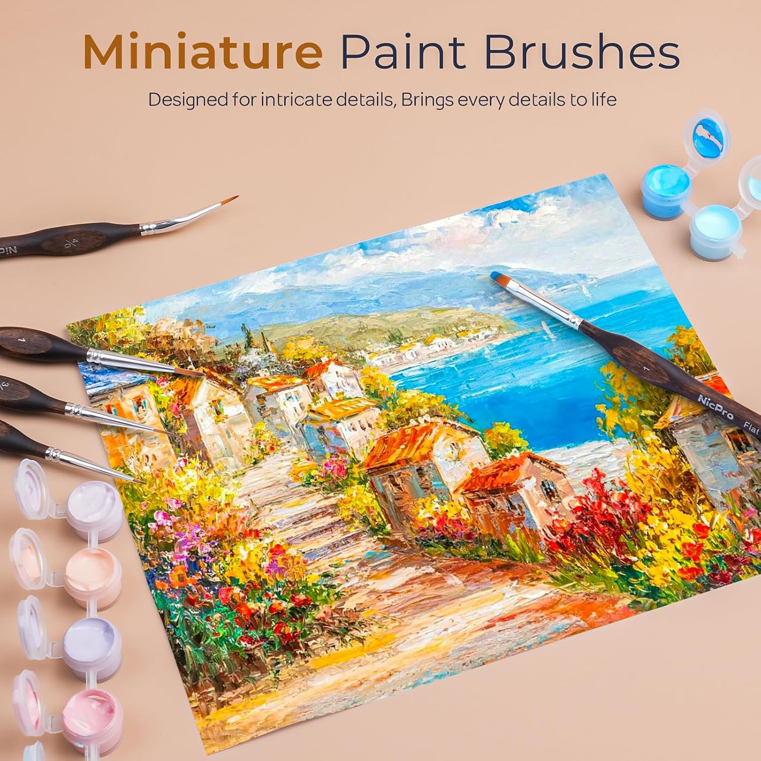 Detalle 2 de Nicpro Miniature Paint Brush Set, 15-Piece