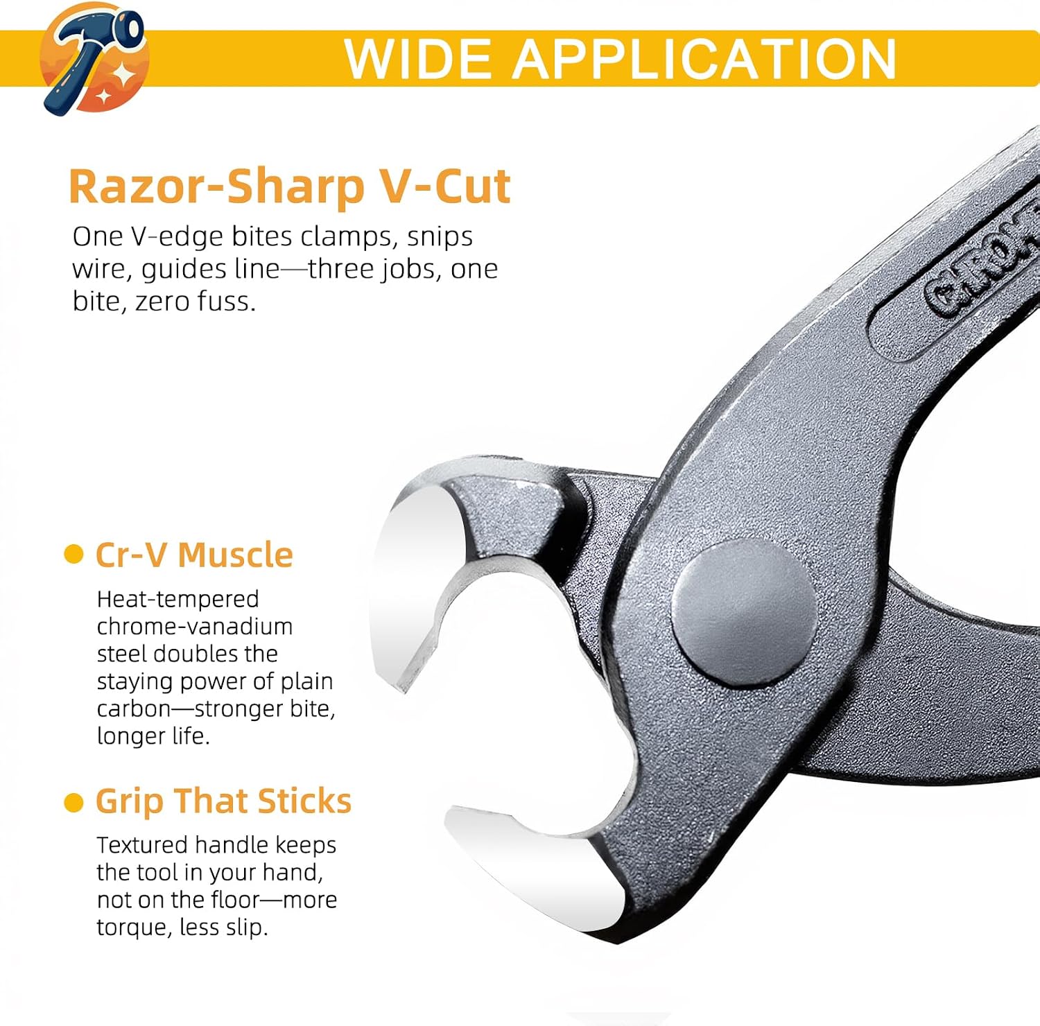 Detalle de MotBats 10-Inch Ear Clamp Pliers with Non-Slip Grip and 10 Stainless Steel Crimps