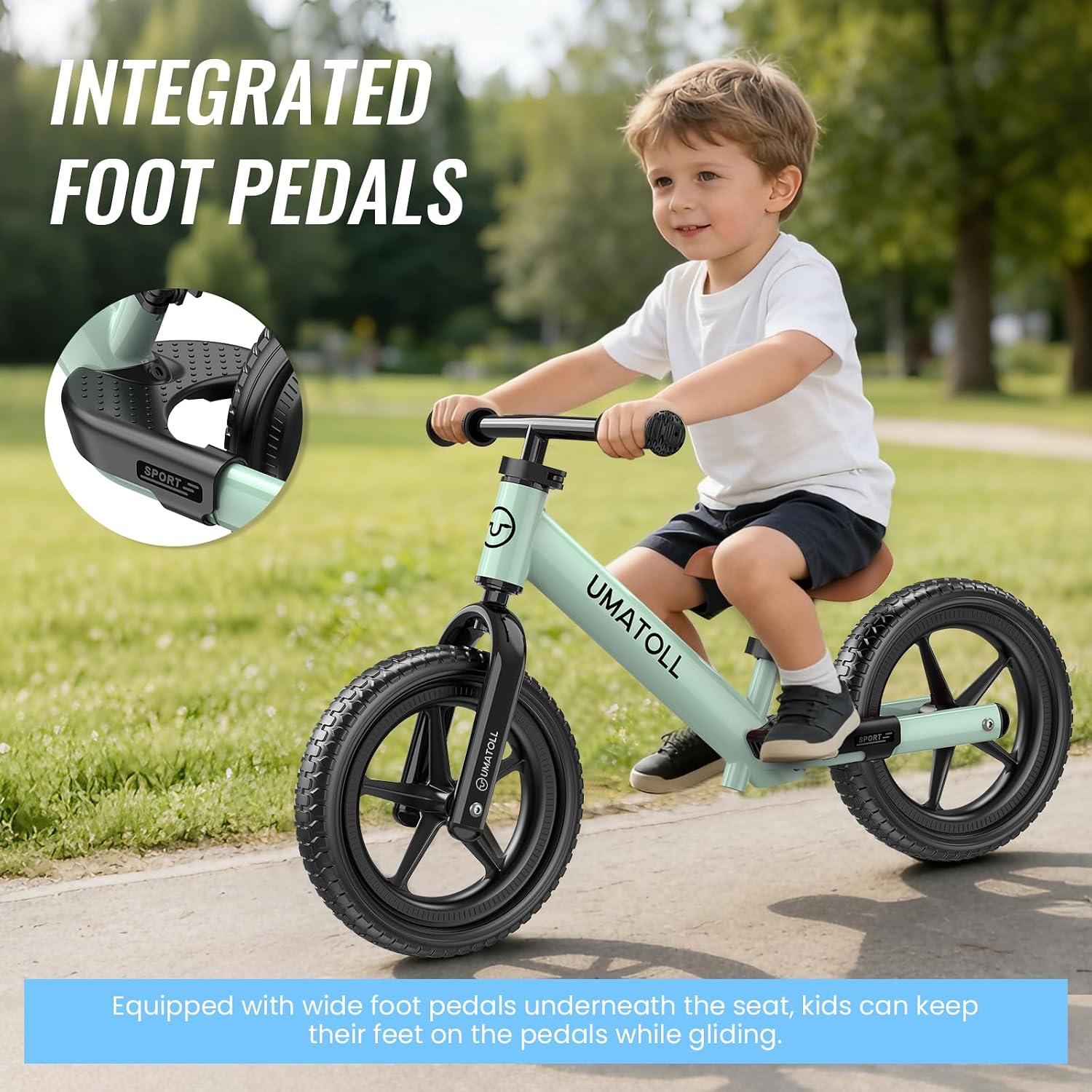 Detalle 2 de Umatoll Toddler Balance Bike: Adjustable 2-5 Year Old Toy Bicycle for Safe, Early Riding