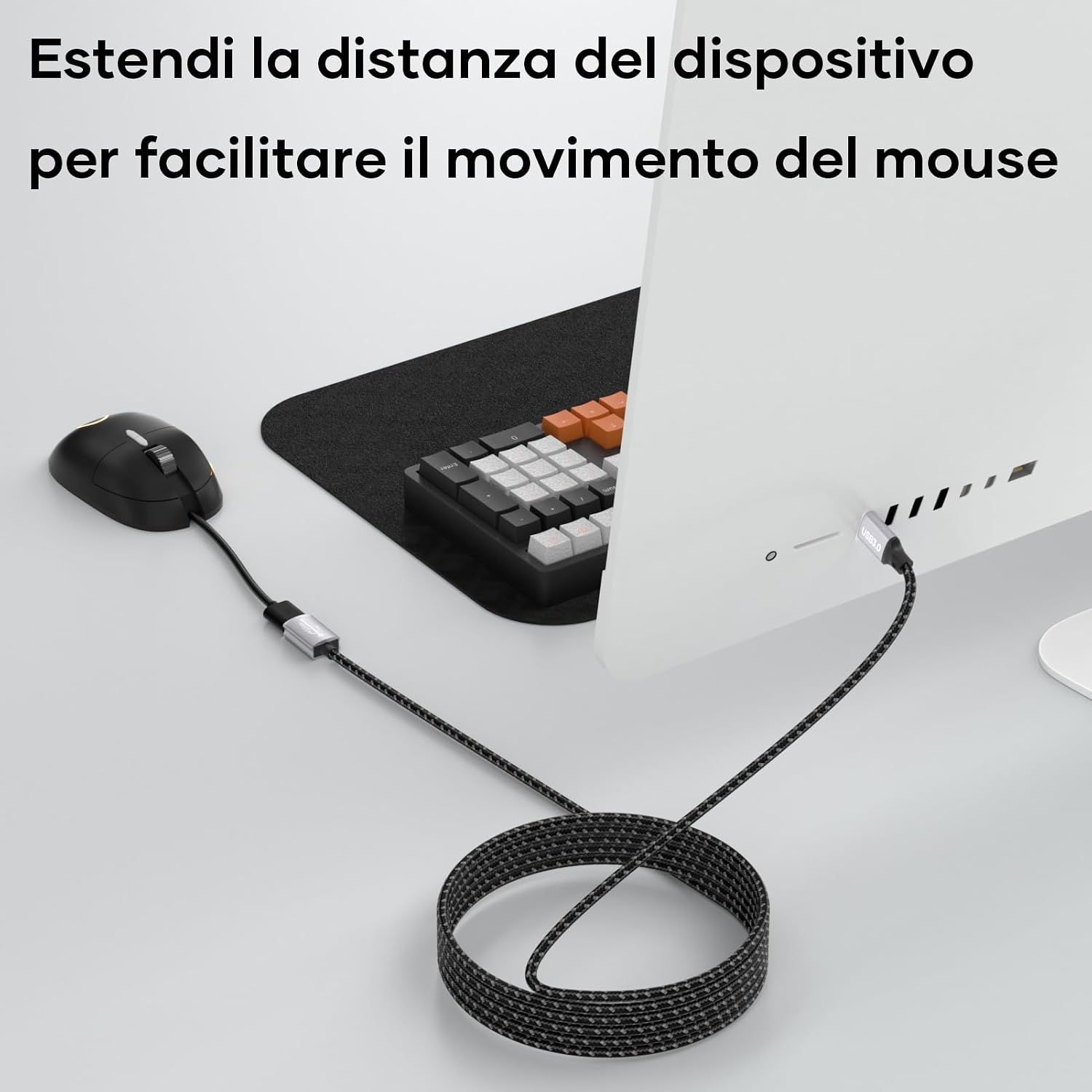Detalle de Cavo di Prolunga USB 3.0 5m: estensione affidabile per tastiere, stampanti, e dispositivi USB