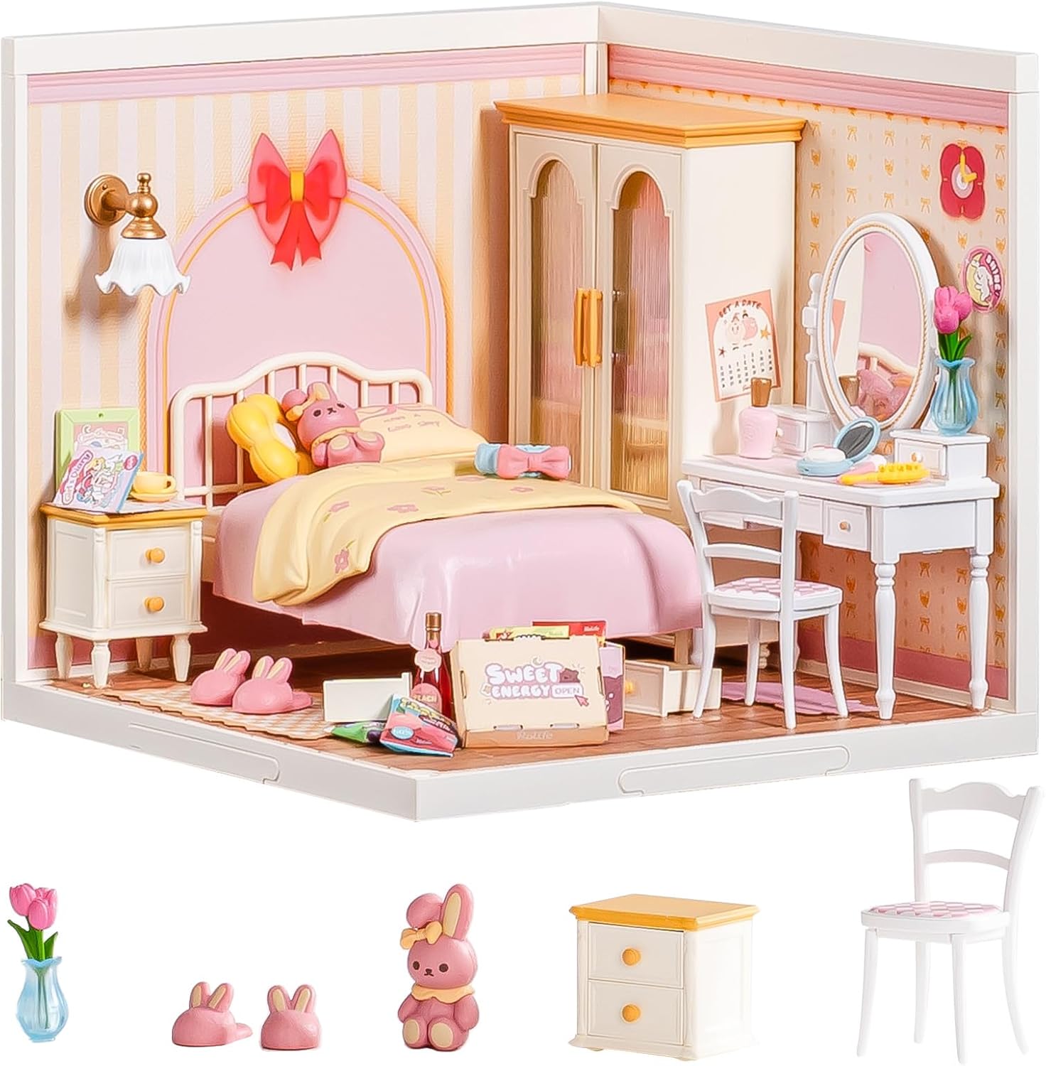 Rolife Lovely Pink Bedroom 5 V 🏠