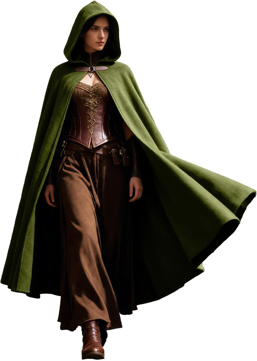 Thumbnail 6 de CNVAUIE middeleeuwse cape met capuchon en metalen ringsluiting voor kostuums