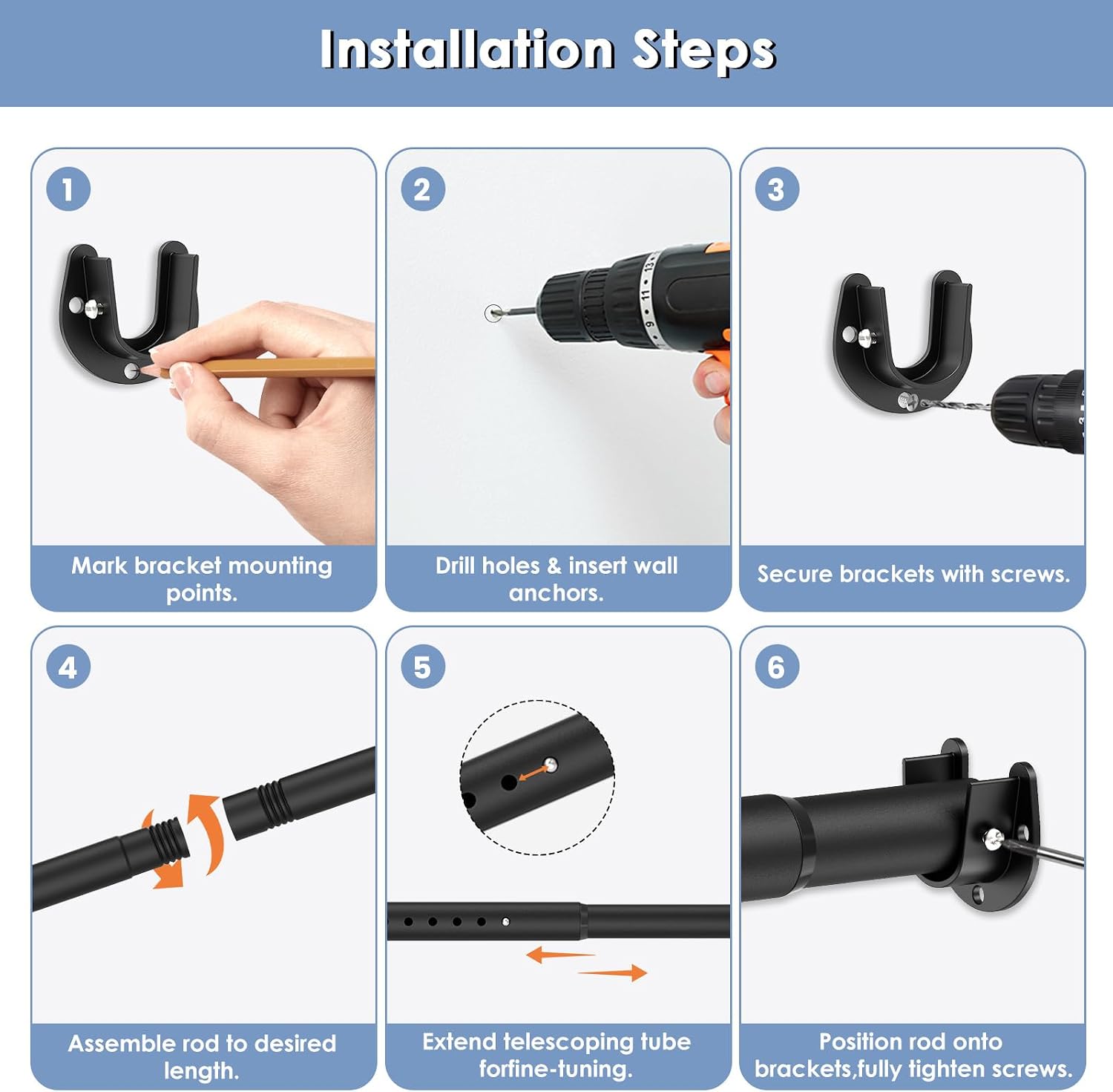 Thumbnail 6 de Wardrobe Rail 32mm Retractable 74–190cm