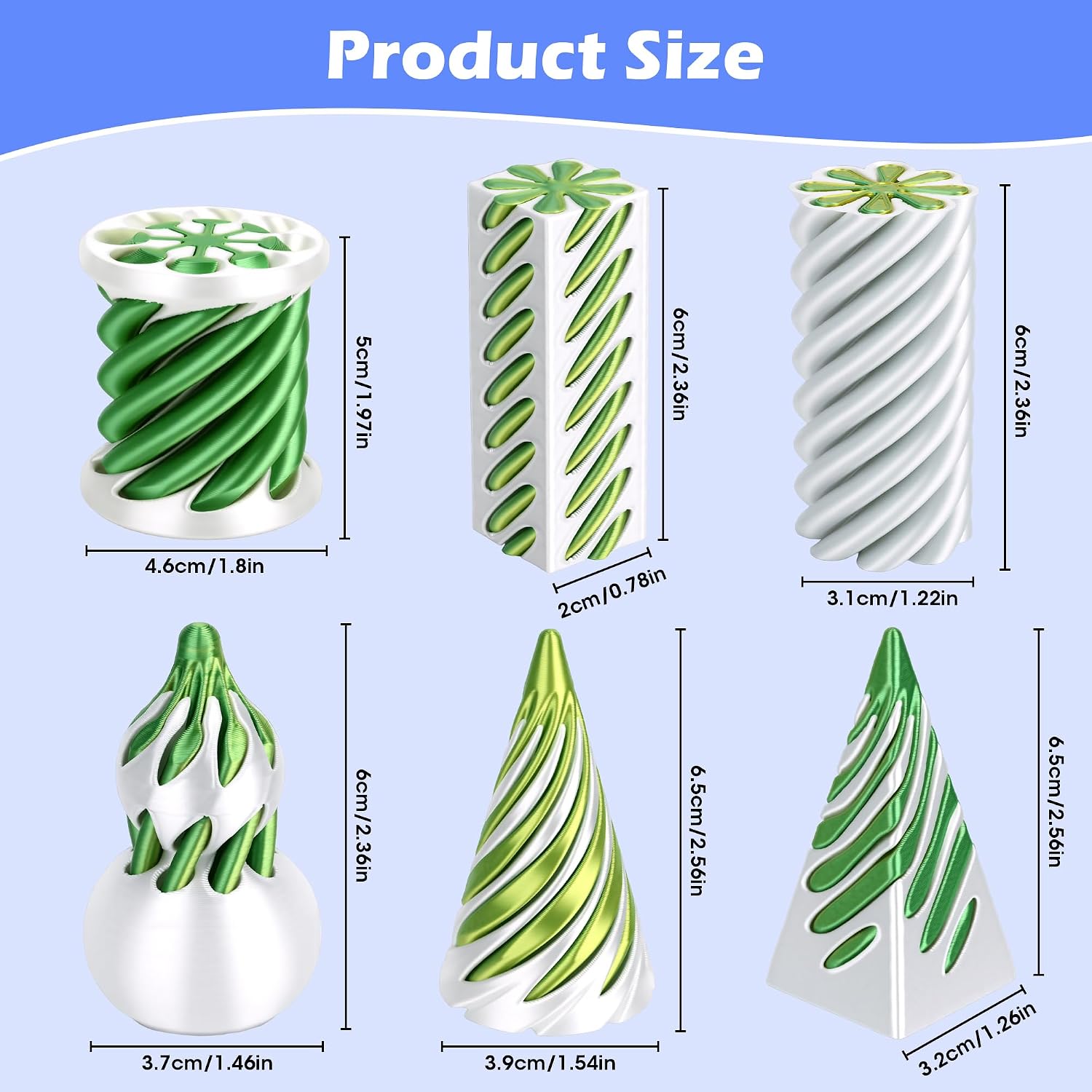 Detalle de meshcraft 3D-Printed Spiral Cone Fidget Toy Set, 6 Pieces, PLA