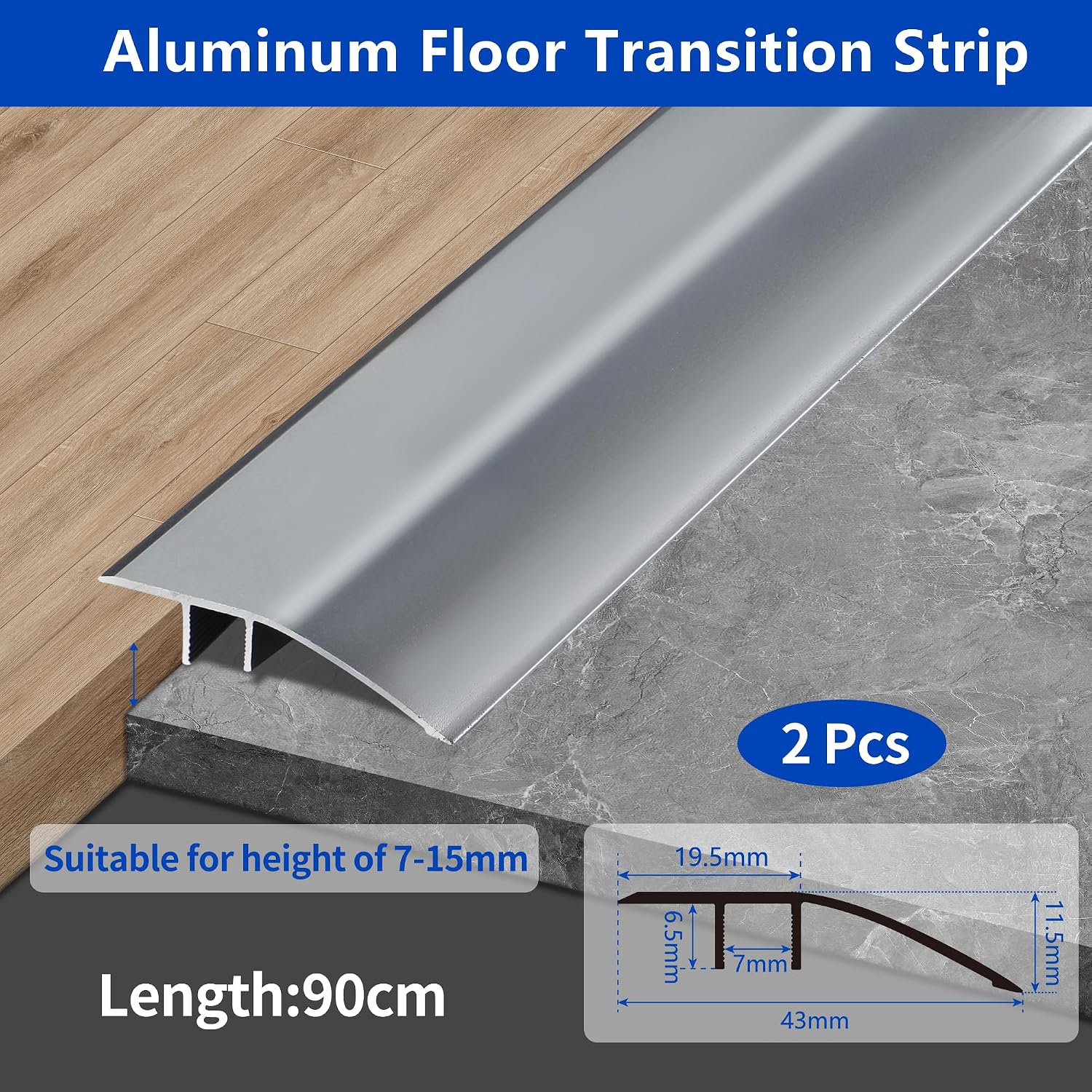 Detalle 2 de Zayejod 2 Pack floor transition strip 0.9m