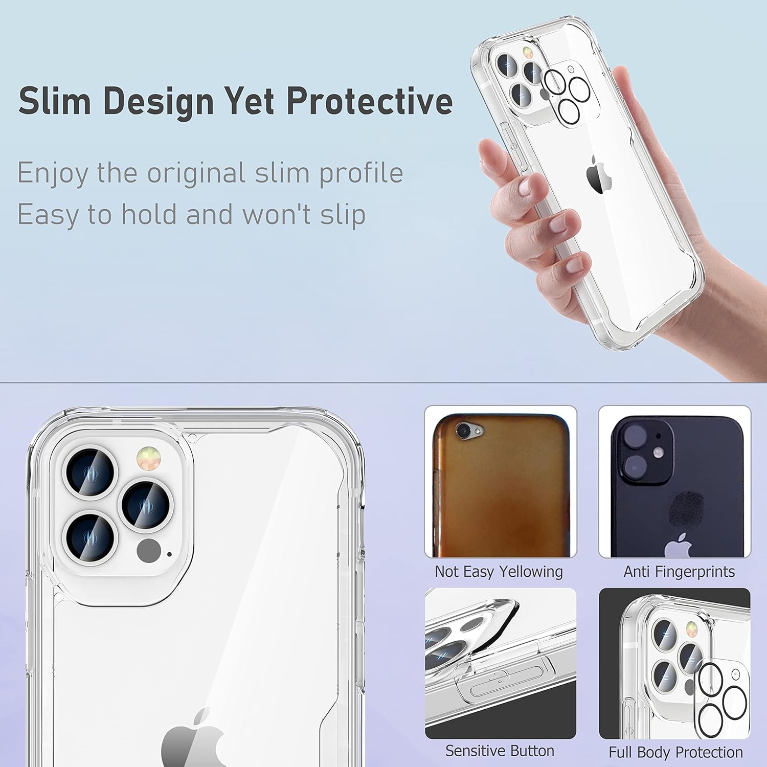 Detalle de ORETECH Hülle für iPhone 12 Pro Max 6,7" – transparent mit Displayschutzfolien und Kameraschutz