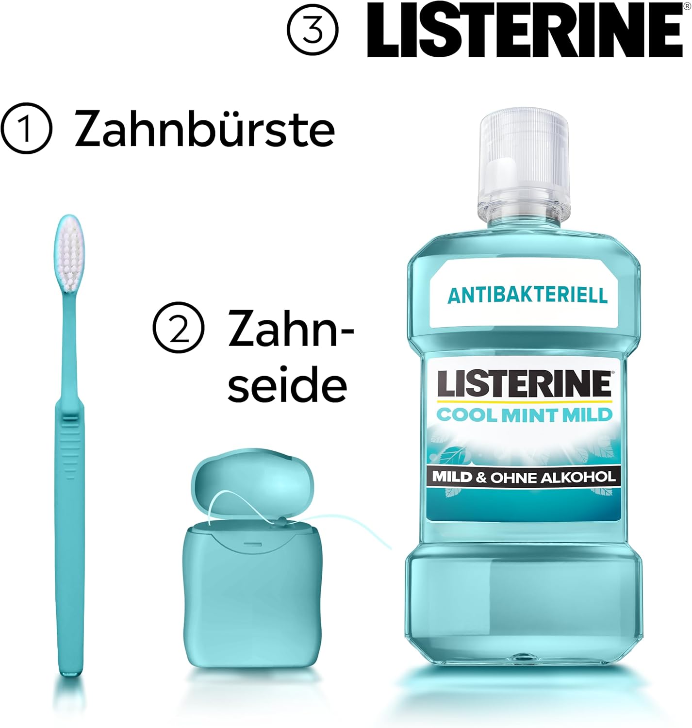 Thumbnail 4 de LISTERINE Cool Mint Mild (4 x 750 ml) – antibakterielle alkoholfreie Mundspülung gegen Zahnbelag und Mundgeruch