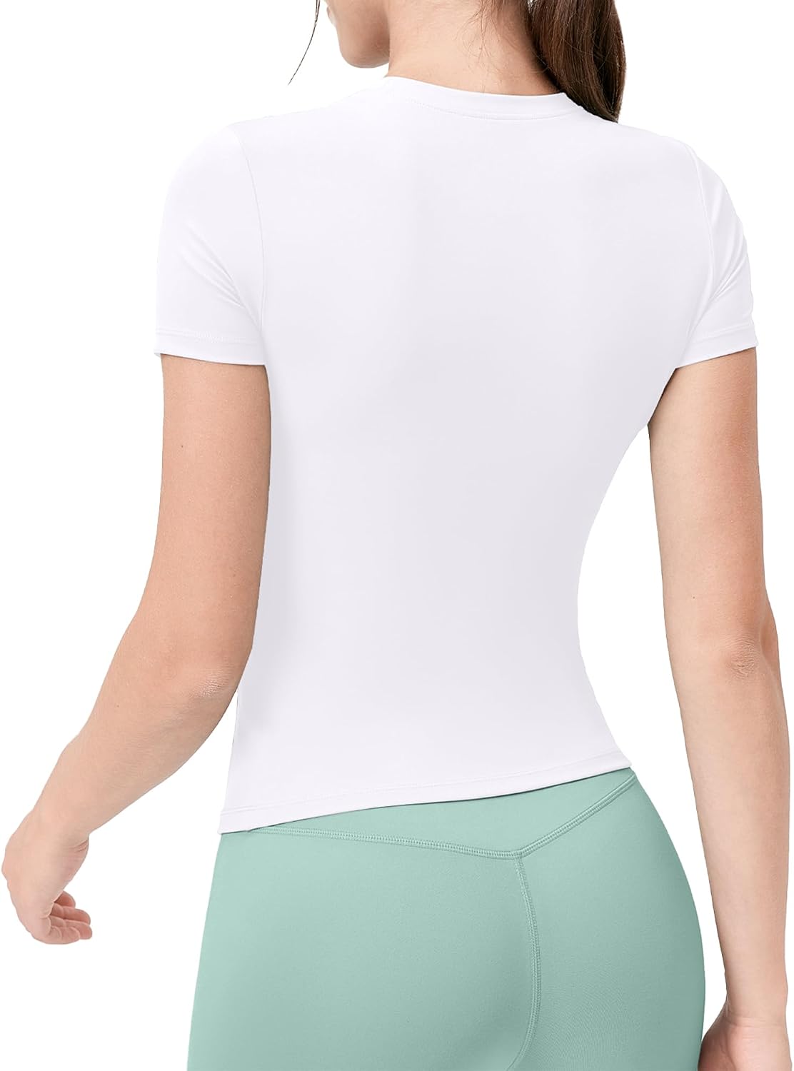 Detalle 2 de POIHIDE Seamless Gym T Shirts Women Short Sleeve – Tummy Control Compression Top
