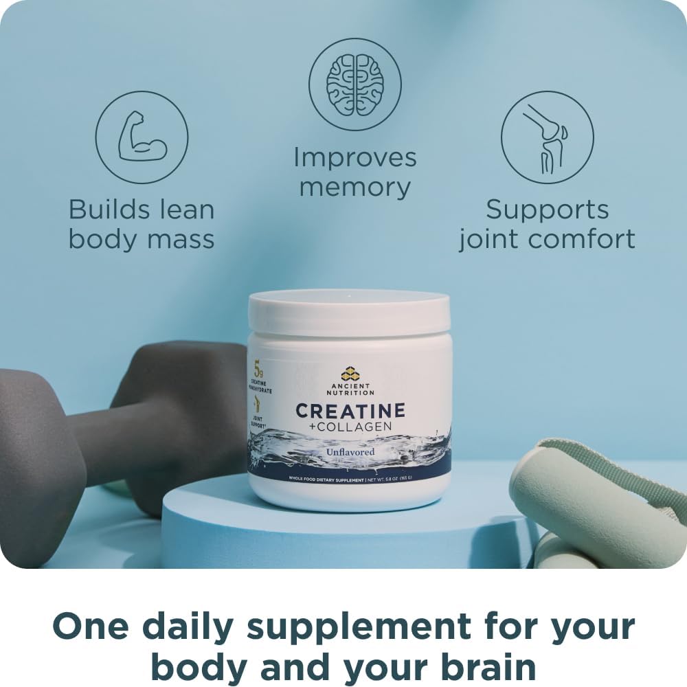 Detalle de Ancient Nutrition 5g Creatine Monohydrate + Collagen Powder for Women