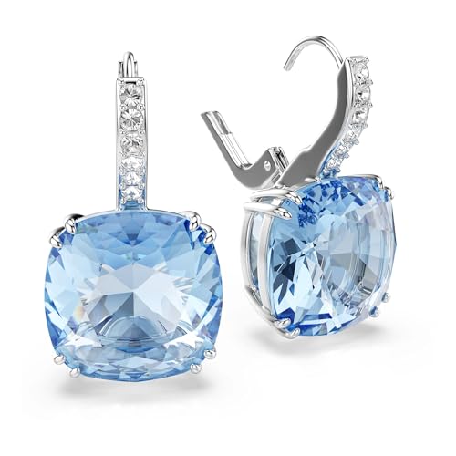 Detalle de Swarovski Millenia Pendientes Colgantes Talla Cojín en Azul con Baño de Rodio
