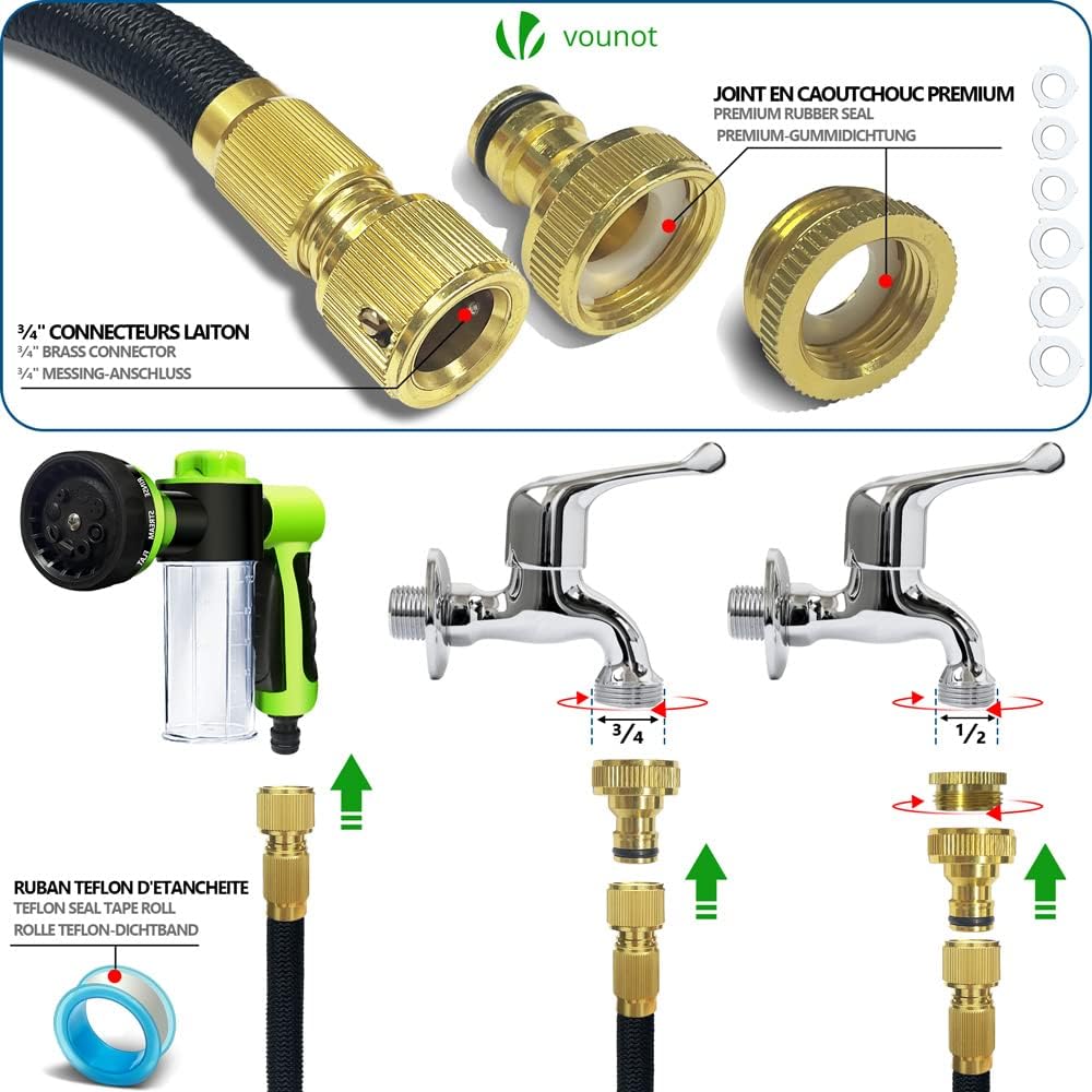 Detalle 2 de VOUNOT Tuyau d’Arrosage Extensible 30m