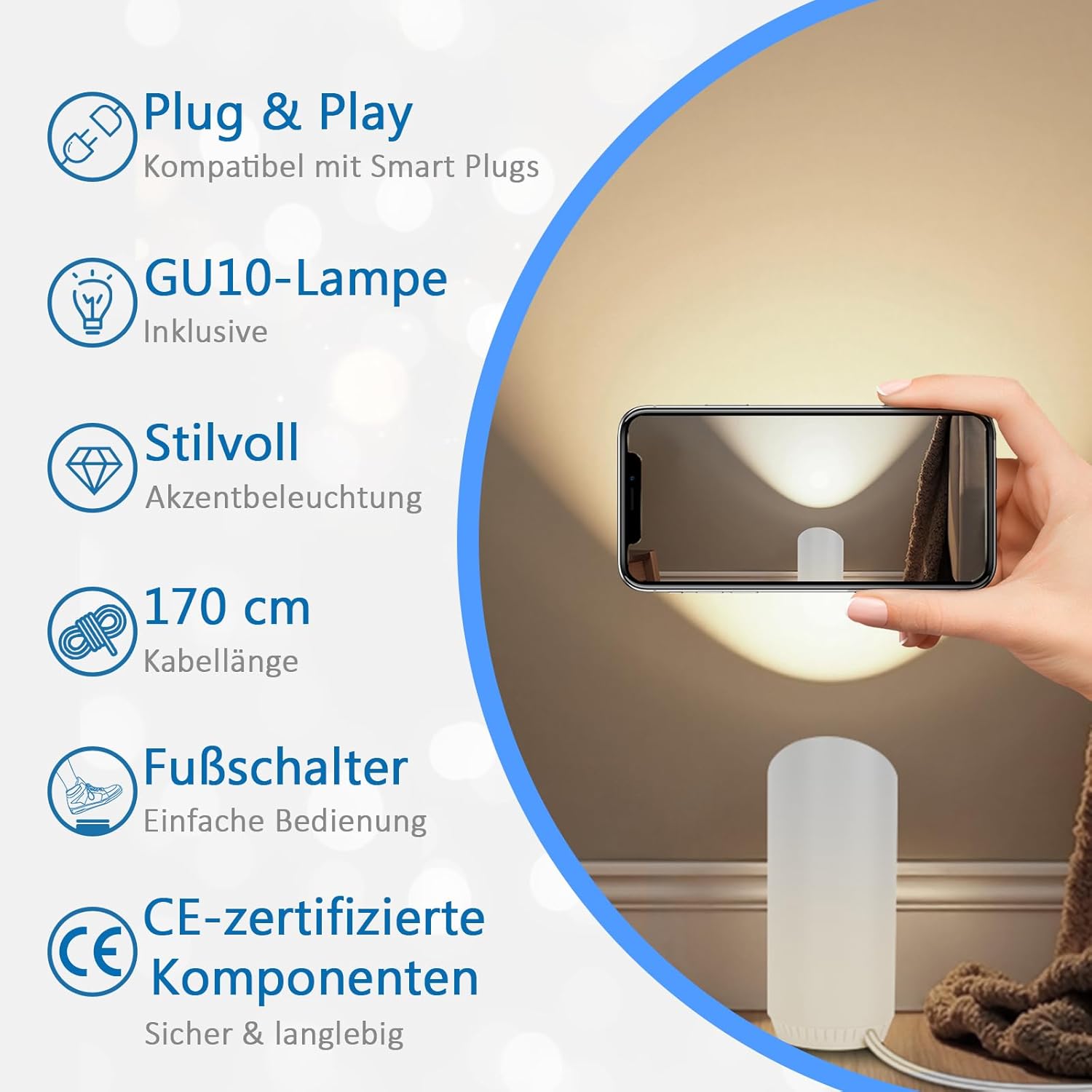 Thumbnail 2 de HUAEU LED Bodenstrahler – 6W Uplight Spot im 2er-Set, inklusive GU10 LED-Lampen, Warmweiß 3000K