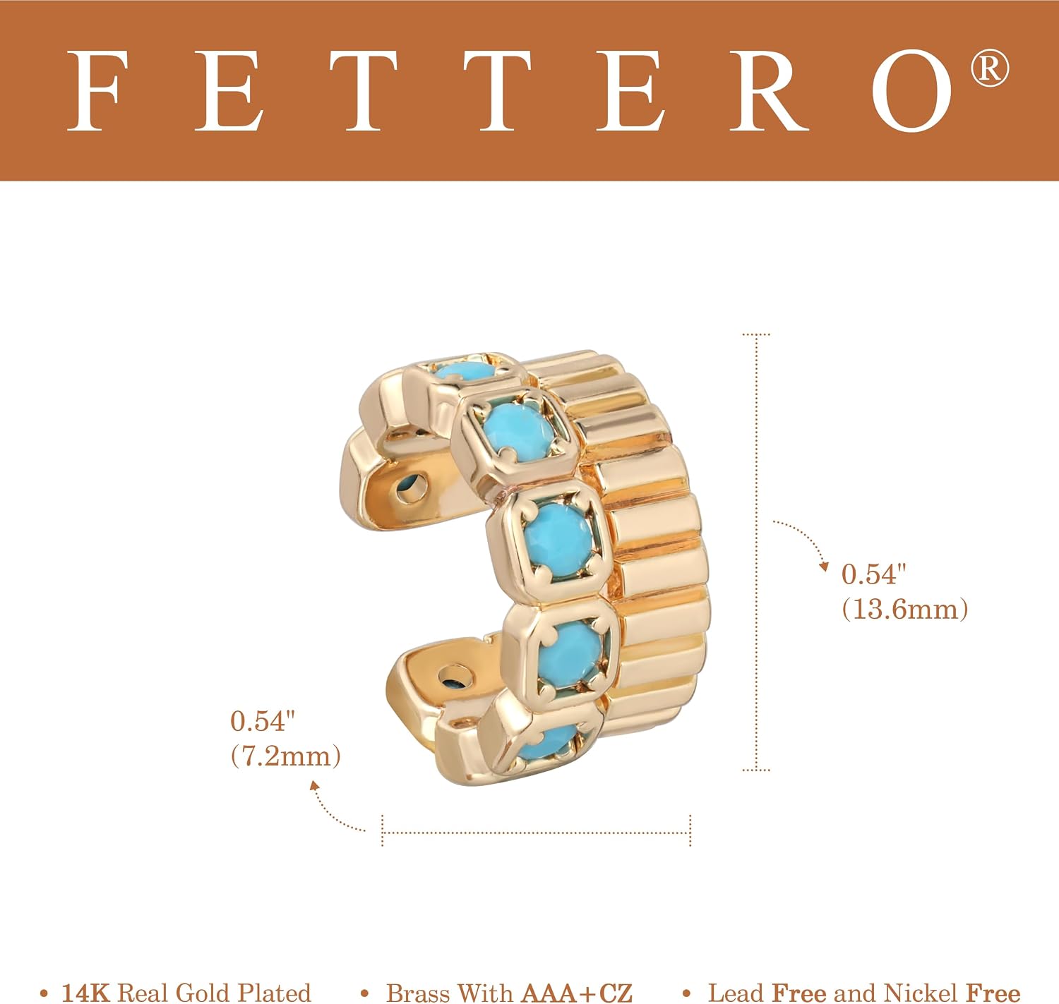 Detalle de FETTERO Ear Cuff Earrings, 14K Gold Plated