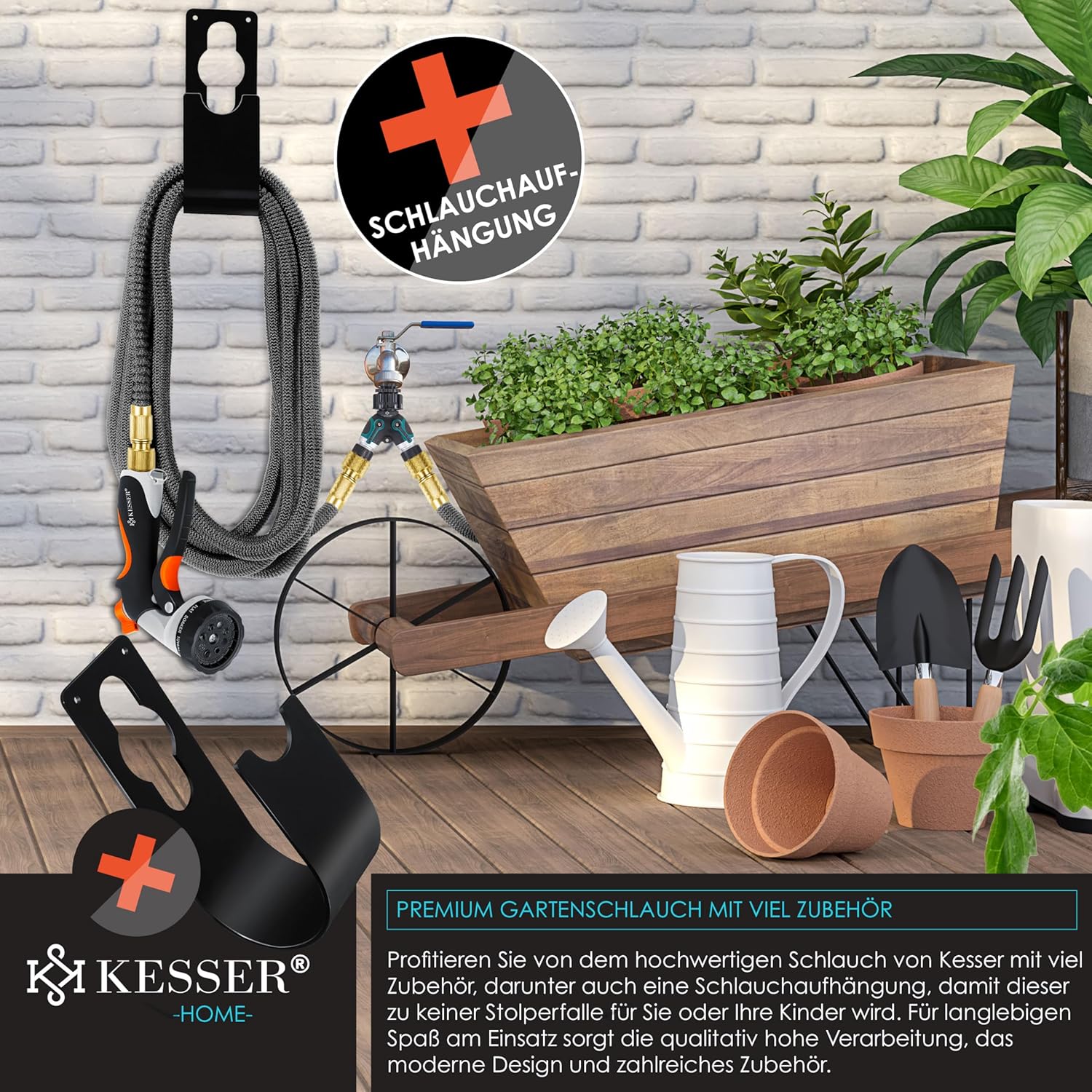 Thumbnail 2 de KESSER® flexibler Gartenschlauch 22,5 m – dehnbarer Flexischlauch mit 3-fach Latexkern und Wandhalterung